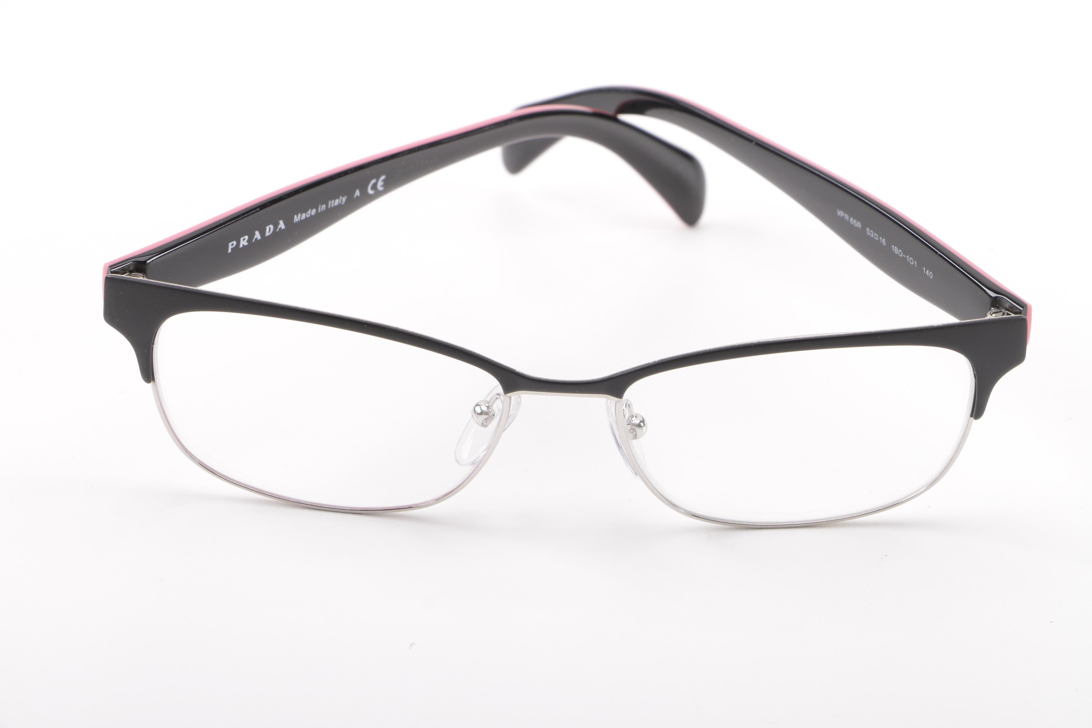 Prada Browline and Journal Wire-Rimmed Eyeglass Frames