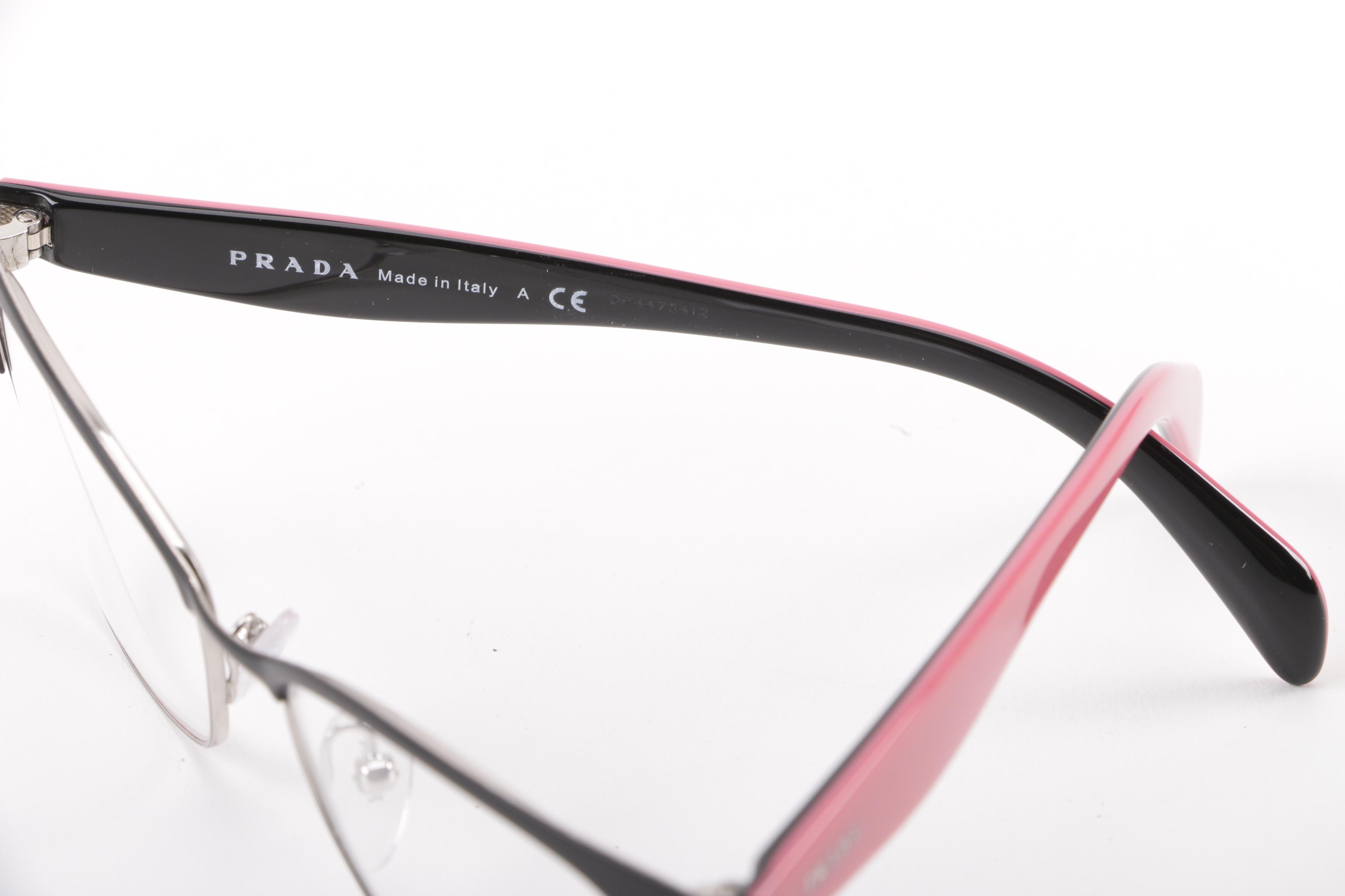 Prada Browline and Journal Wire-Rimmed Eyeglass Frames