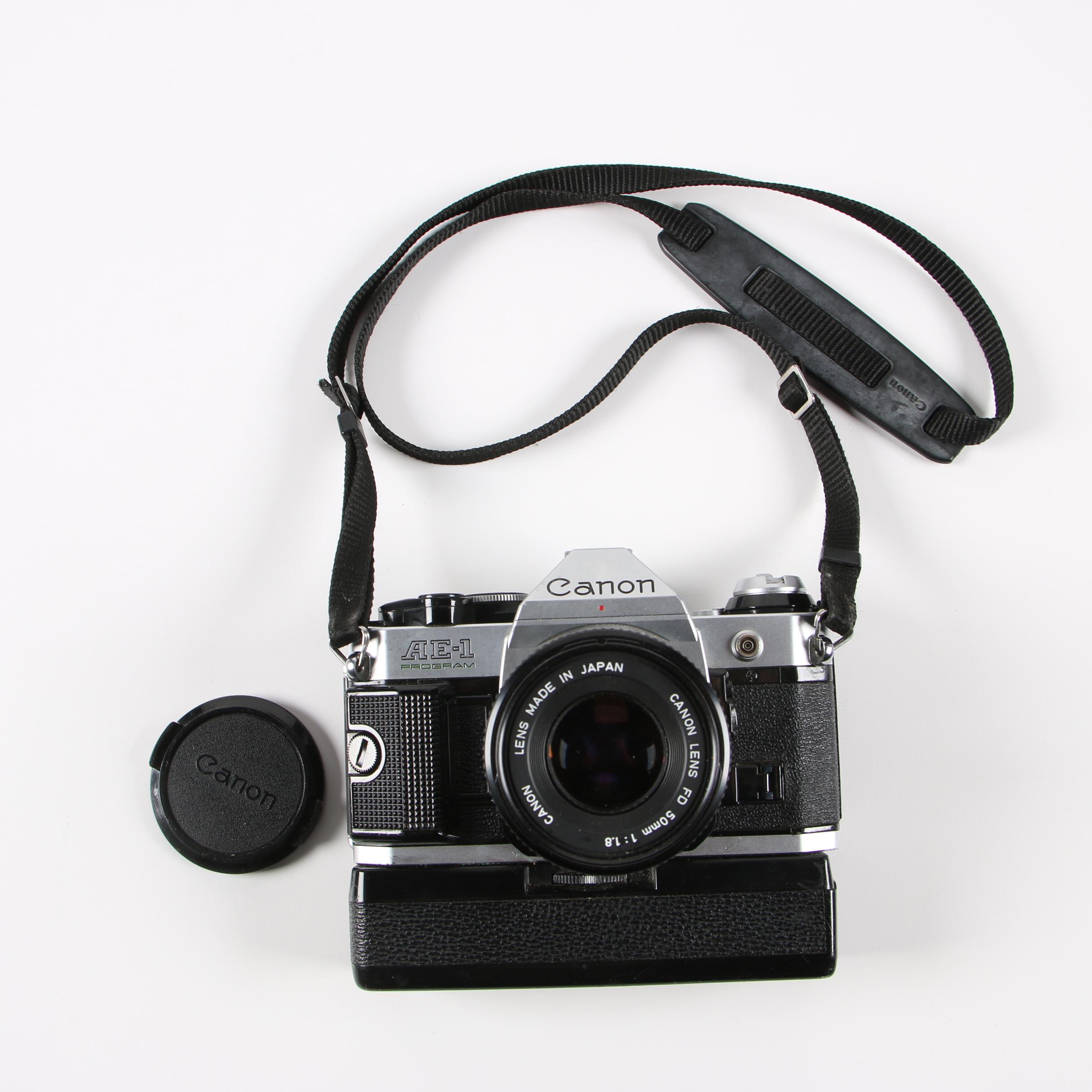 Canon AE-1 SLR Camera with Accessories, 1976-1984
