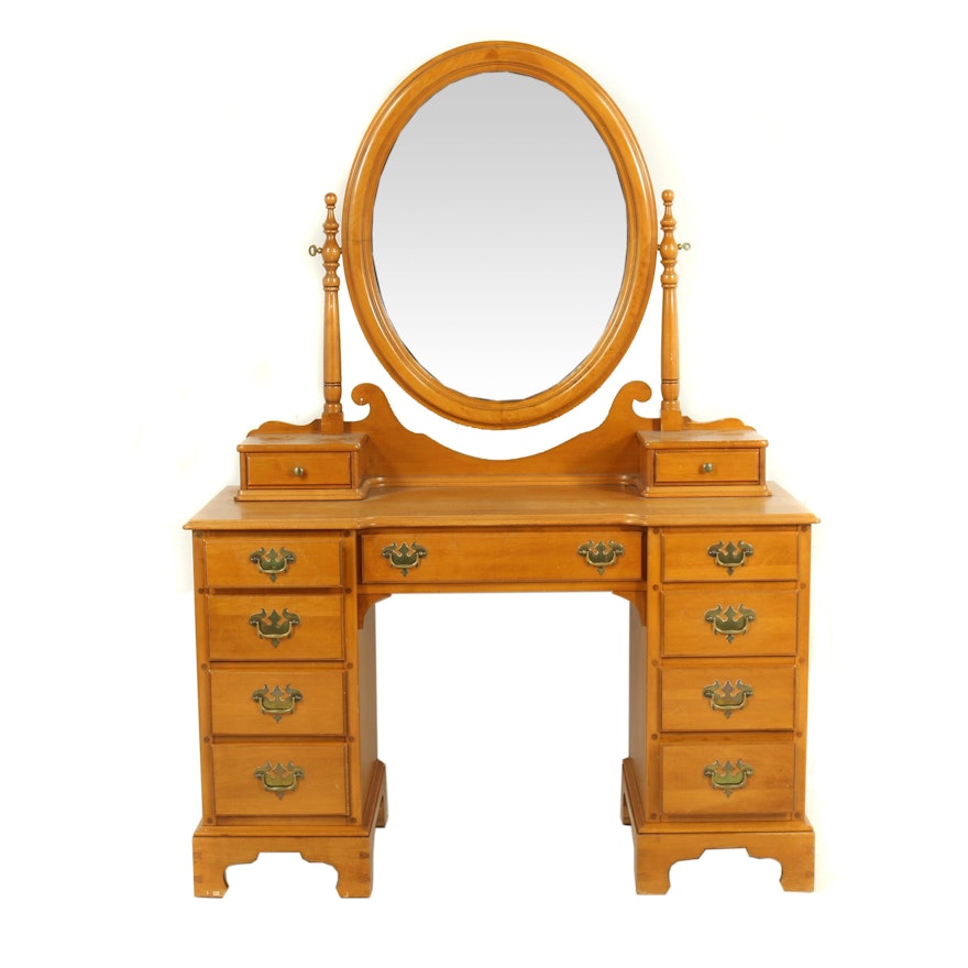 Maple "Lancaster County" Vanity with Mirror and Stool by Willett, 20th C.