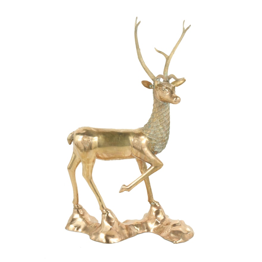 Oversized Sarreid Style Brass Deer