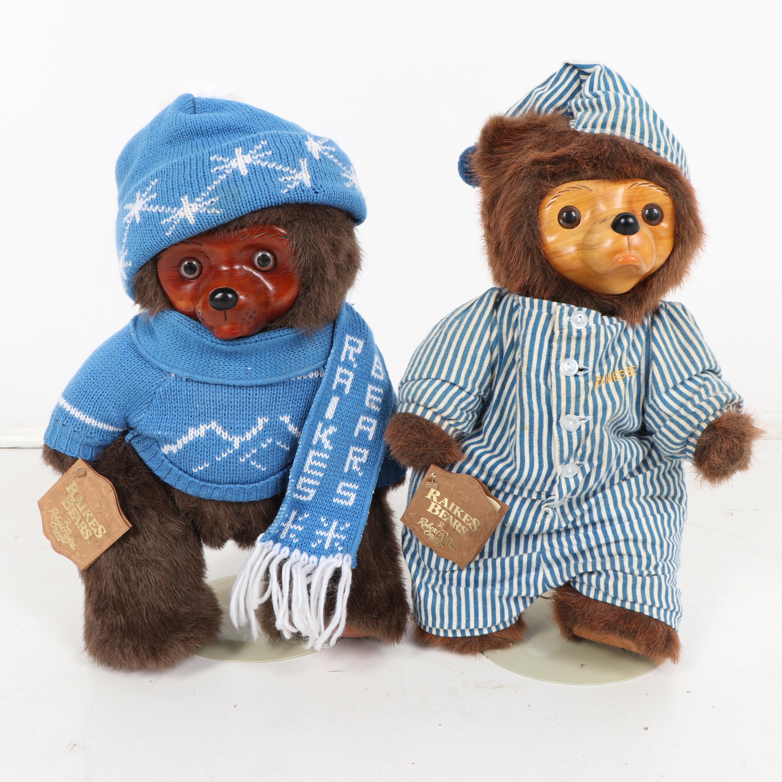 Applause "Raikes Bears" Wooden Teddies, 1980s