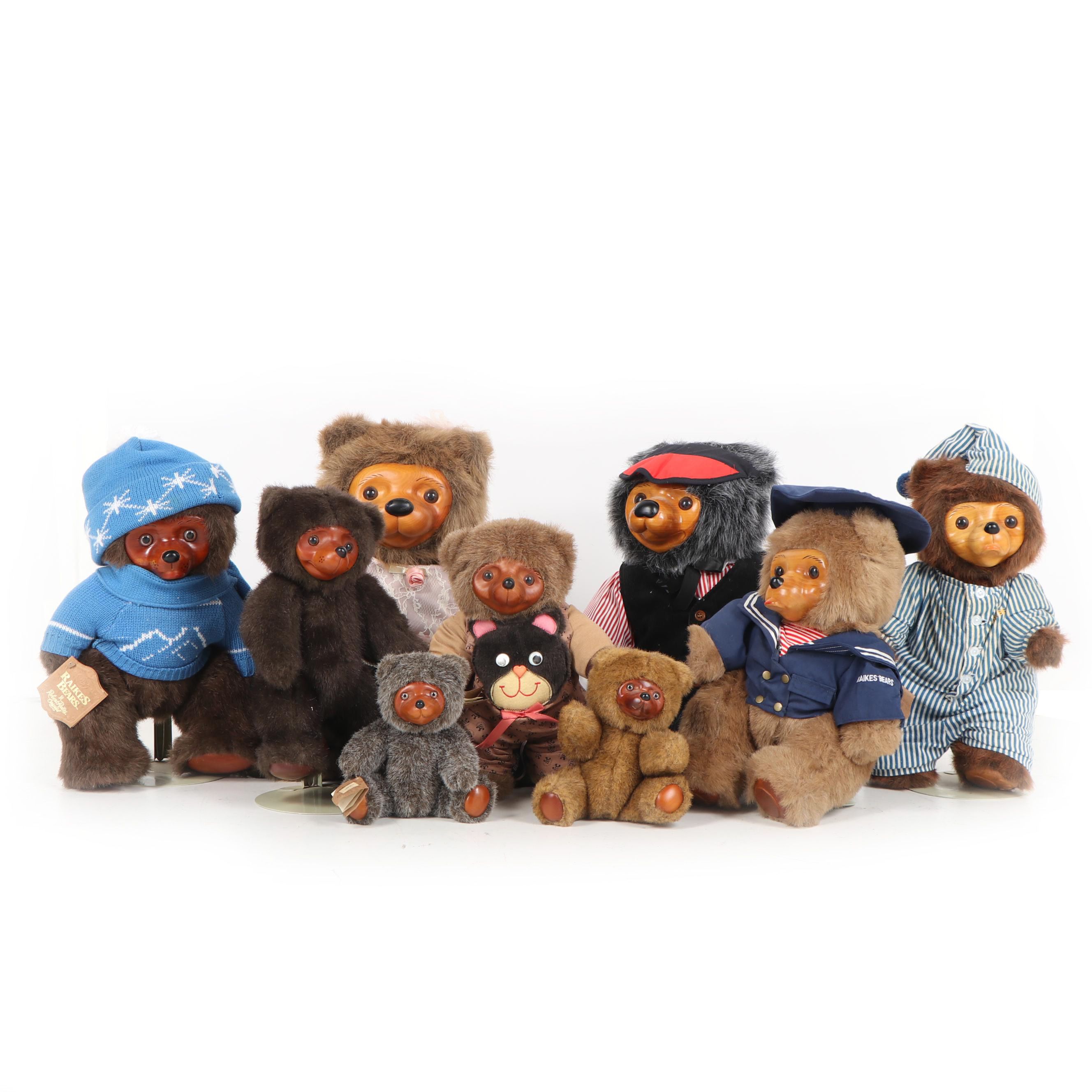 Applause "Raikes Bears" Wooden Teddies, 1980s