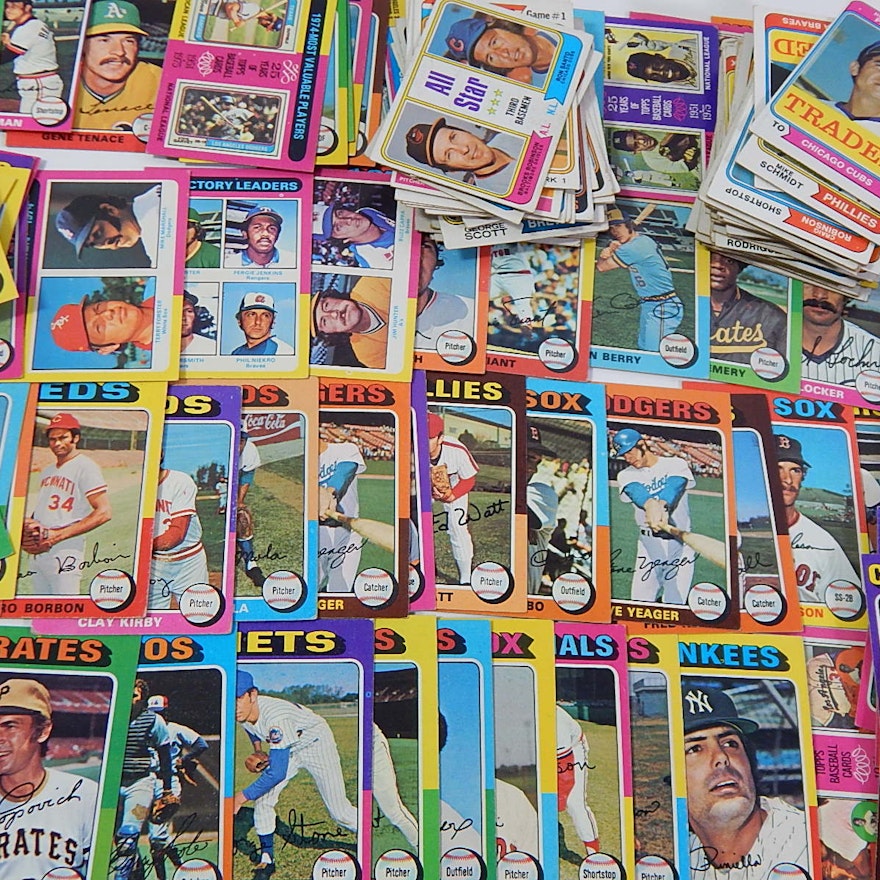1974-1975 Topps Baseball Card Lot with Hank Aaron, Mike Schmidt, Santo