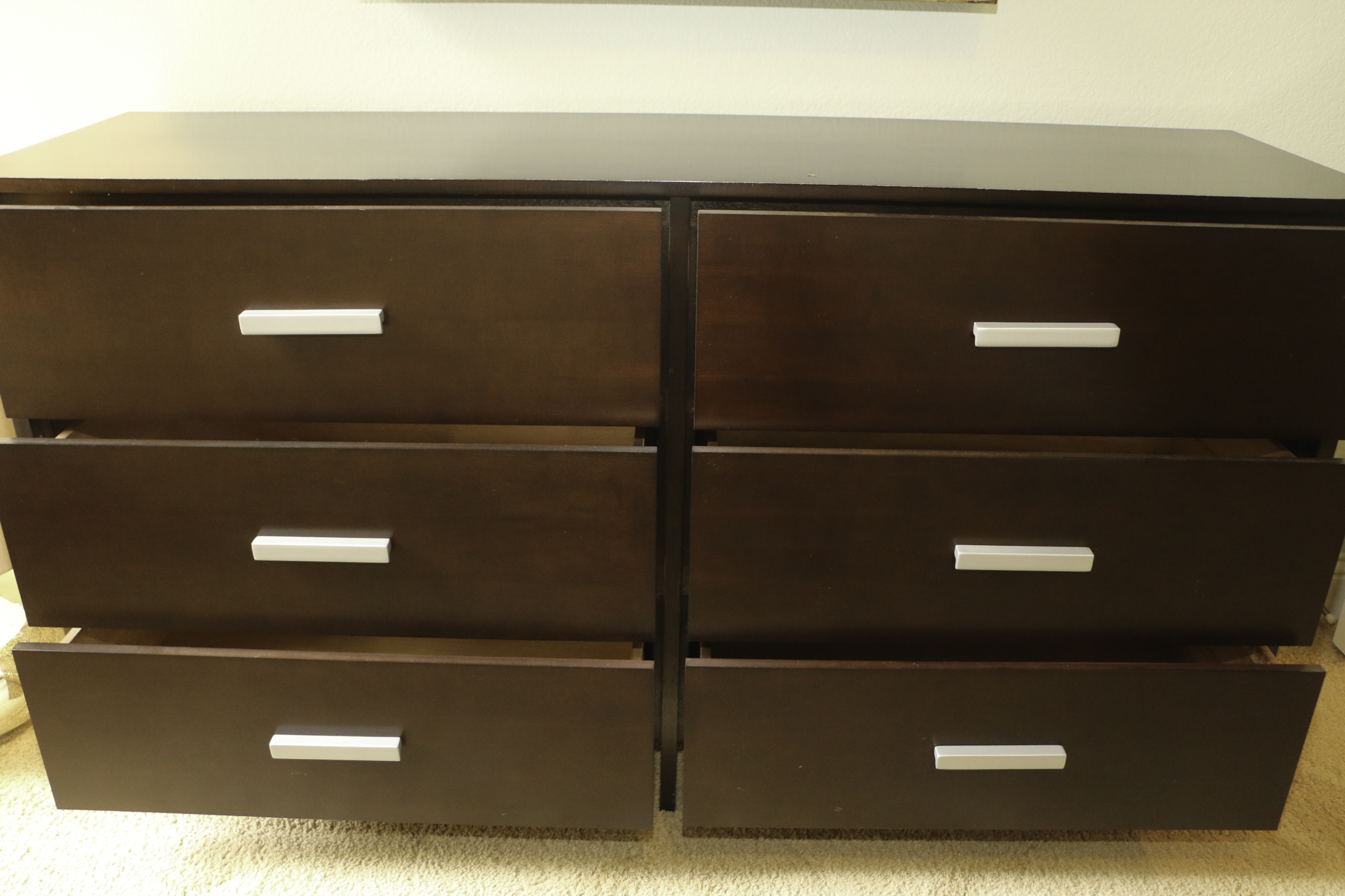 Contemporary Wood Six-Drawer Dresser