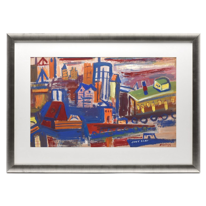 Esther Phillips Gouache Painting "Gowanus Canal"