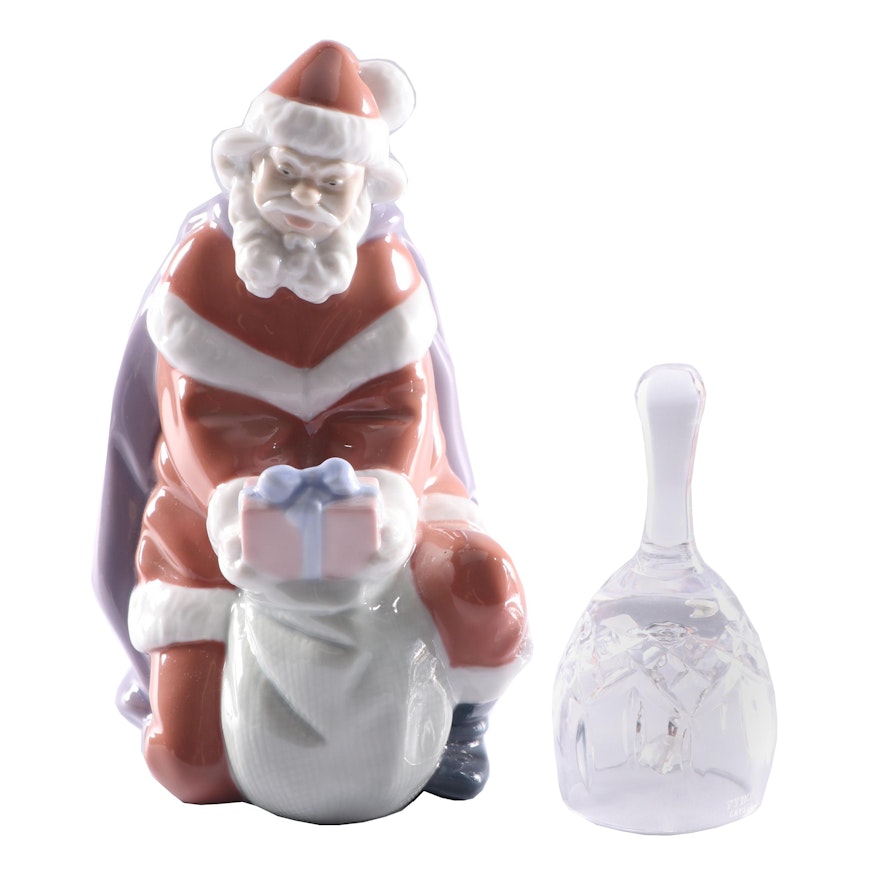 Lladró "A Gift from Santa" Figurine with Tyrone Crystal Bell