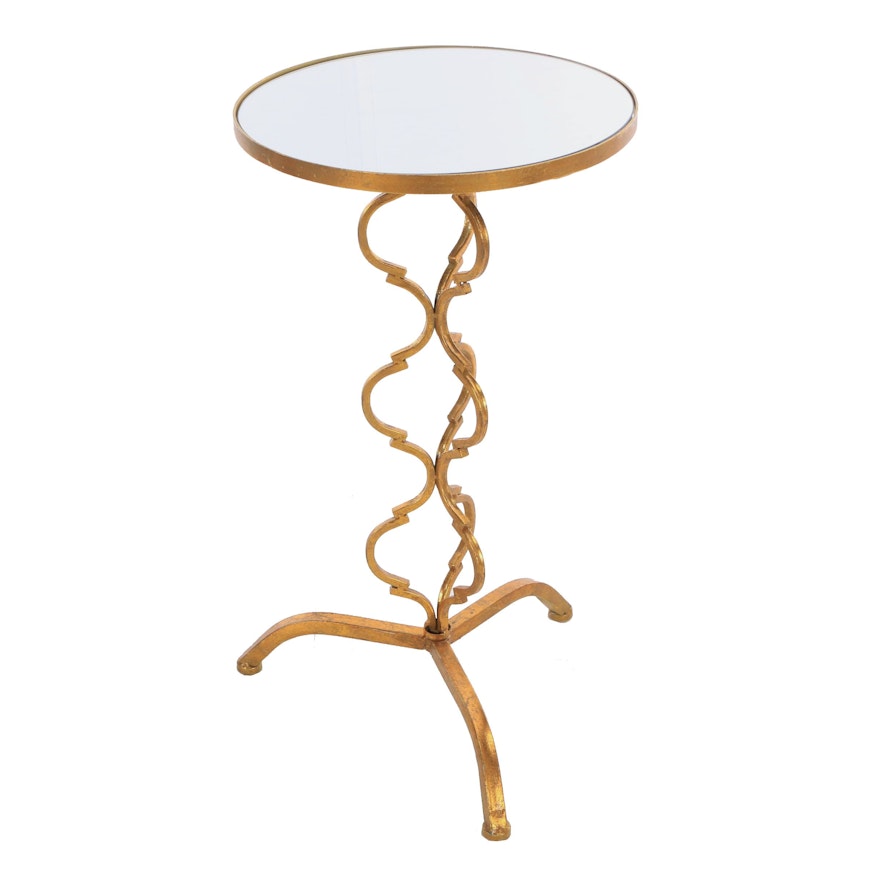 Contemporary Gilded Metal Mirror Top Side Table, 21st Century