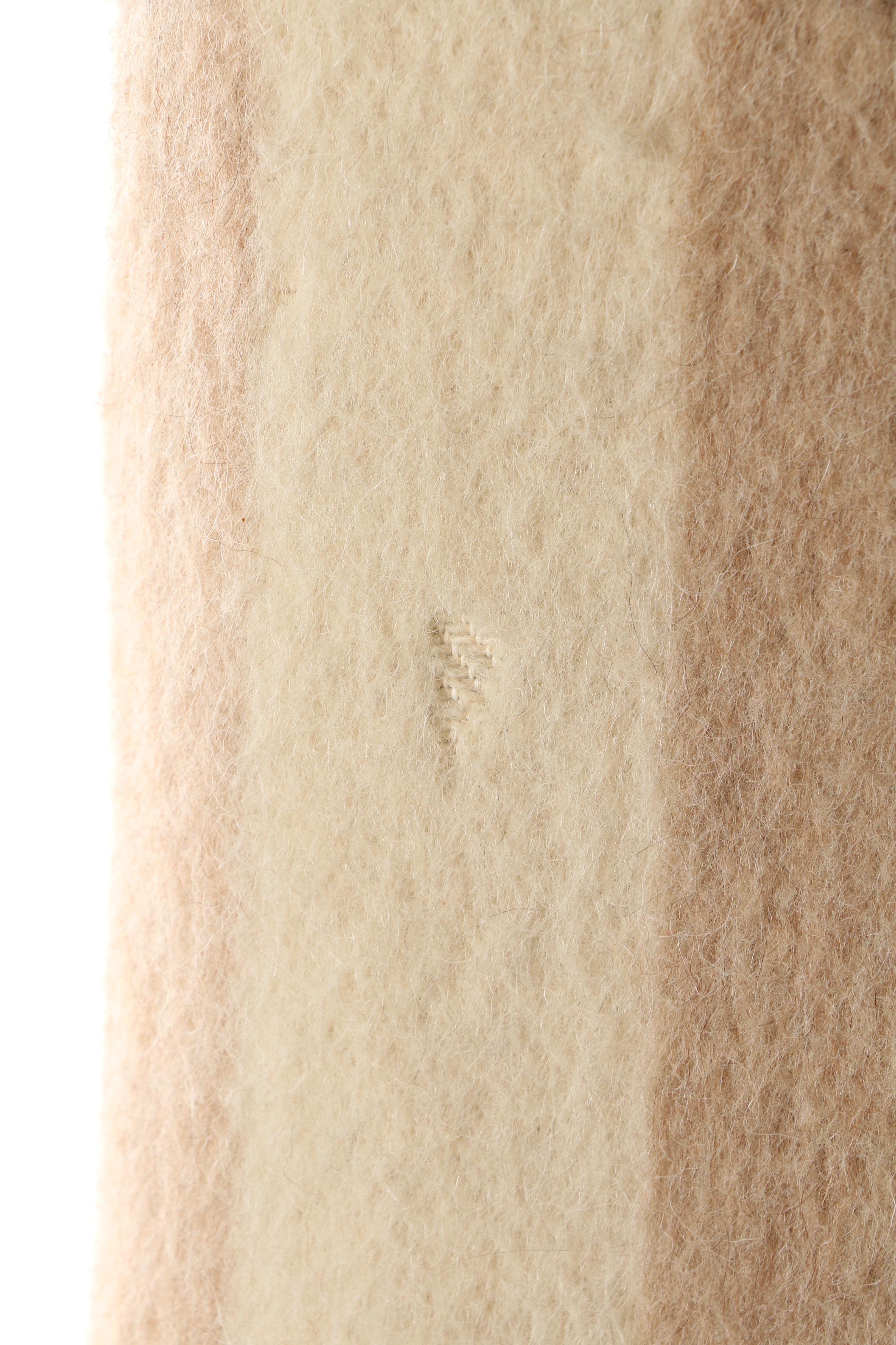 1960s Vintage Cream and Tan Mohair Blend Cape with Shearling Trim