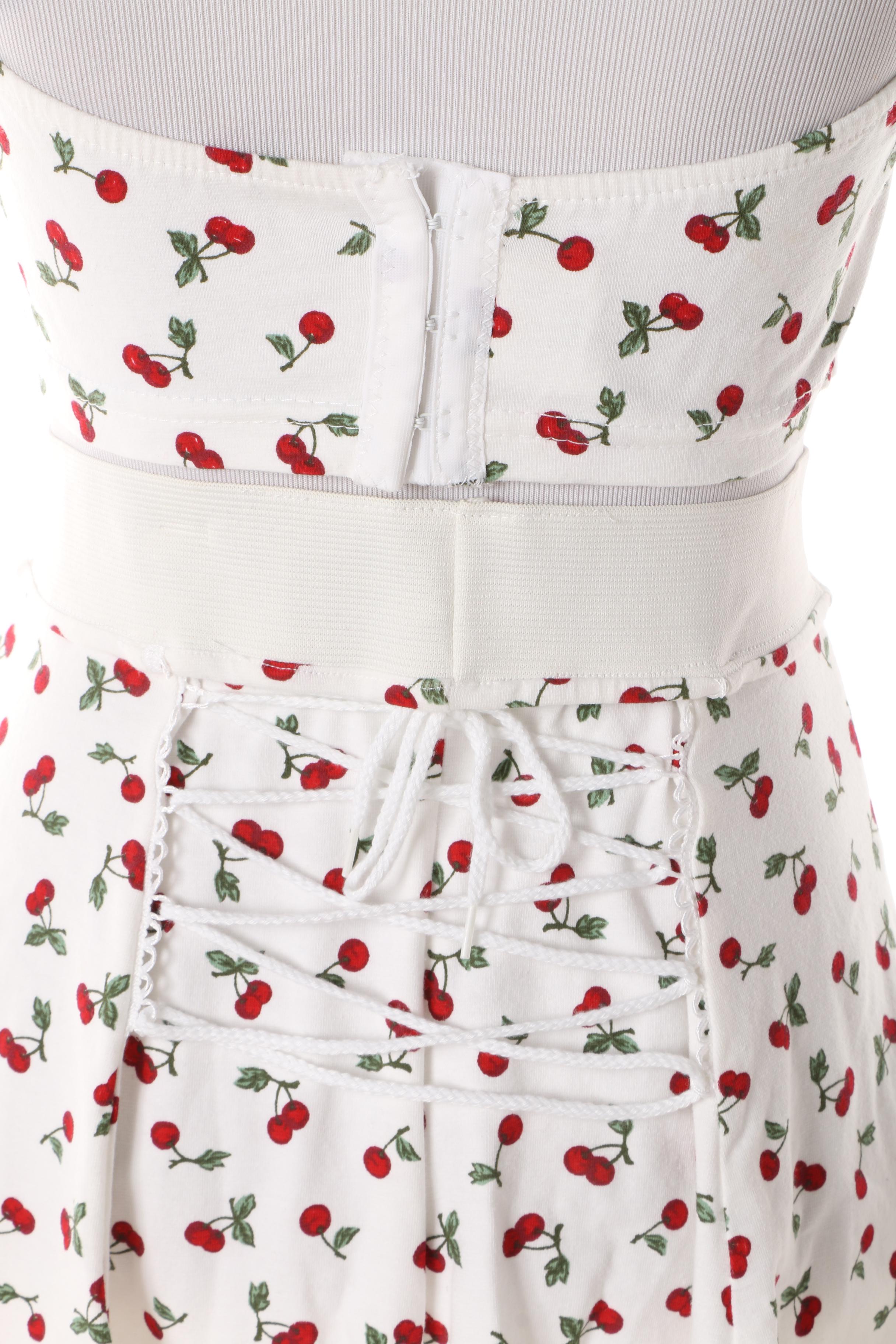 1990s Frederick's of Hollywood Cherry Print Leotard, Skirt and Halter Top