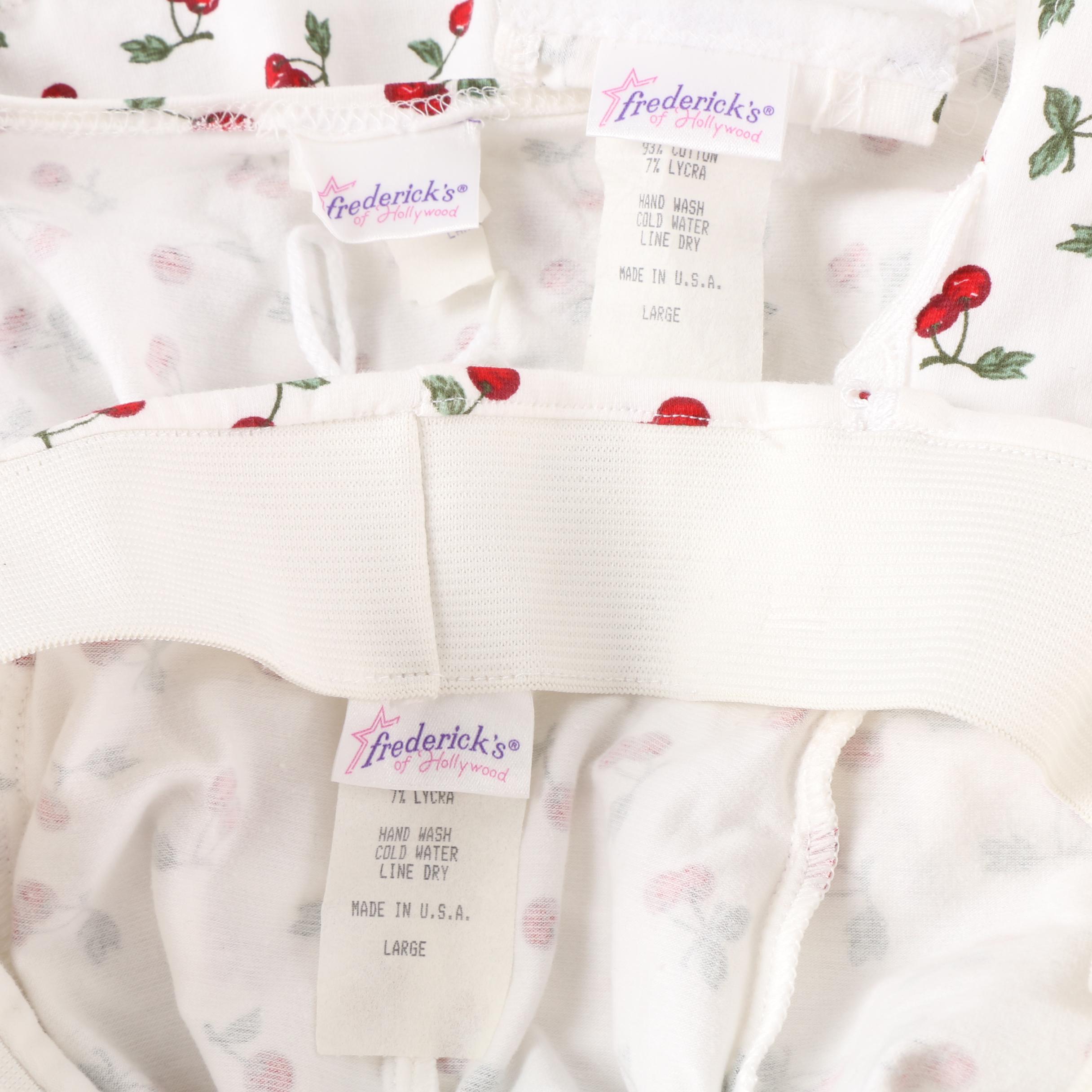 1990s Frederick's of Hollywood Cherry Print Leotard, Skirt and Halter Top