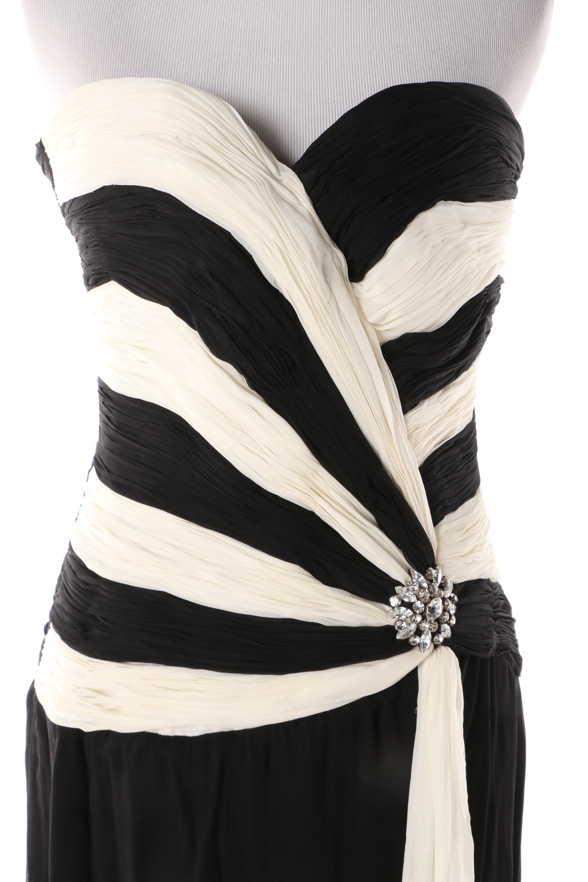 Vintage Grecian Style Evening Gown with Pleats and Rhinestone Detail