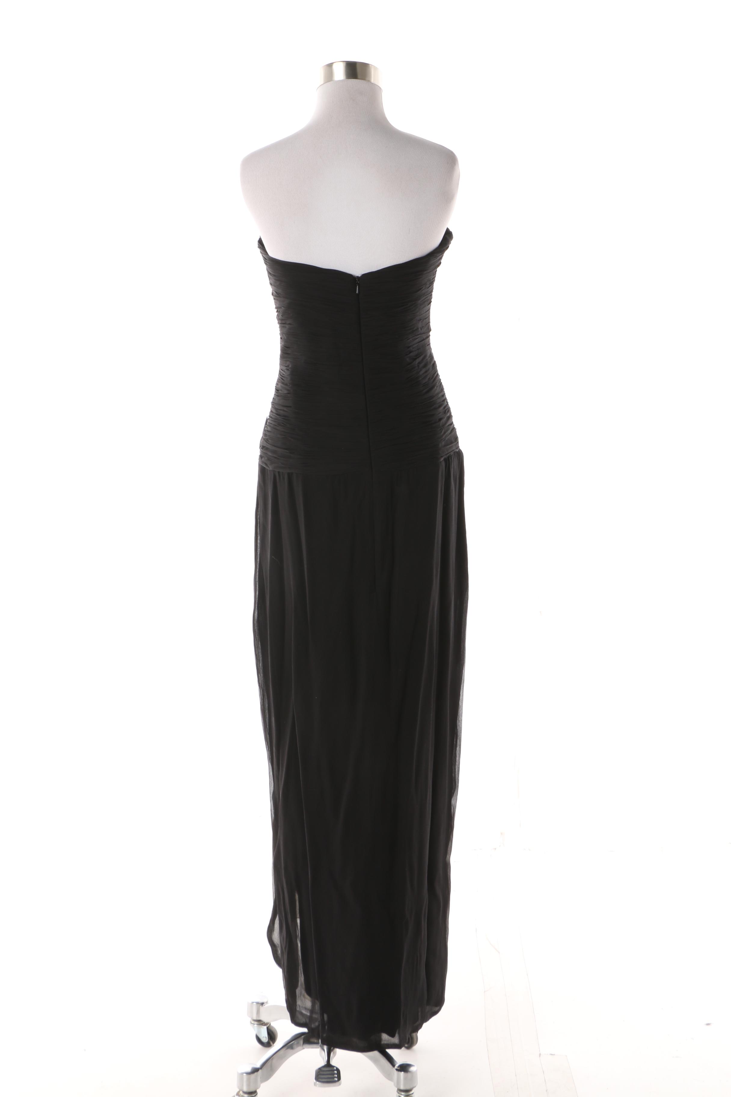 Vintage Grecian Style Evening Gown with Pleats and Rhinestone Detail
