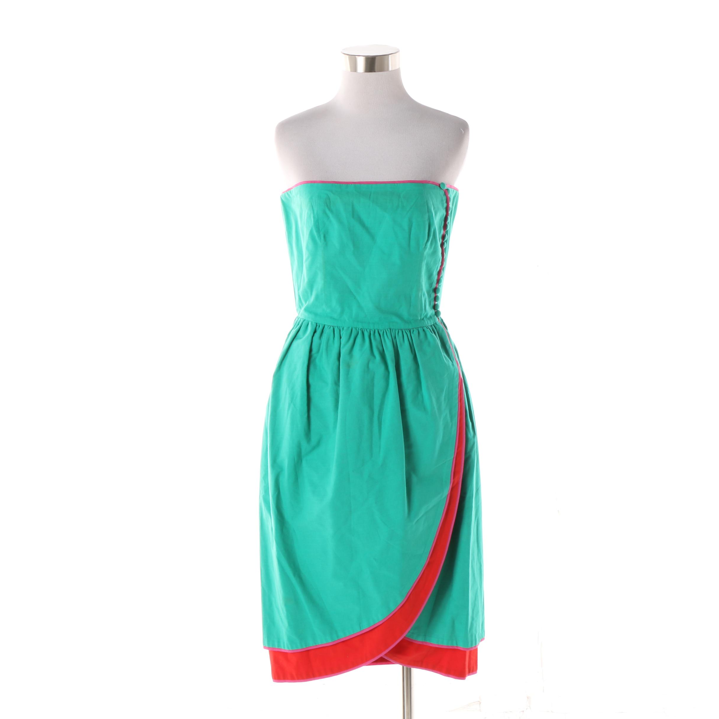 Women's 1980s Vintage Lanvin Boutique Paris Strapless Cotton Dress