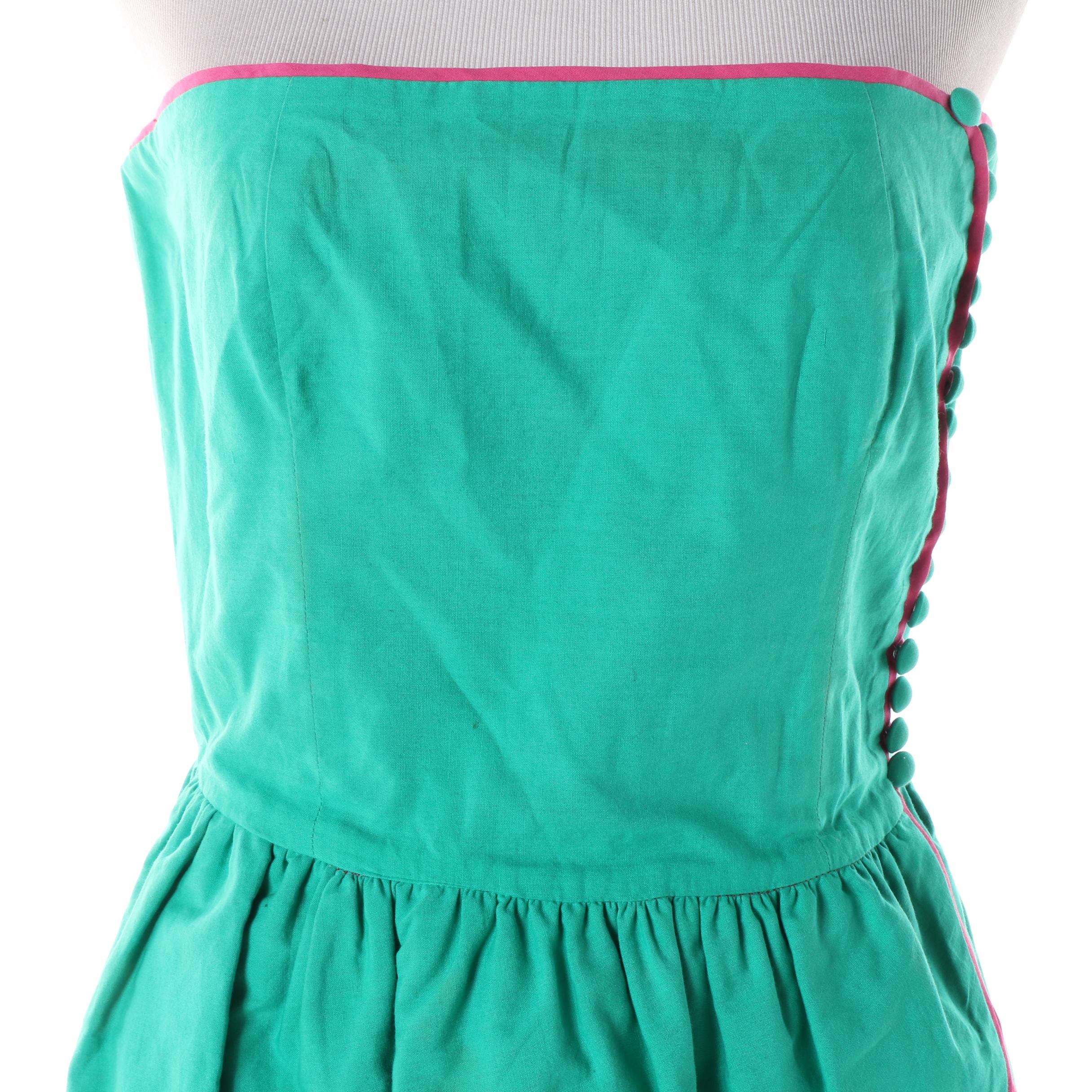 Women's 1980s Vintage Lanvin Boutique Paris Strapless Cotton Dress