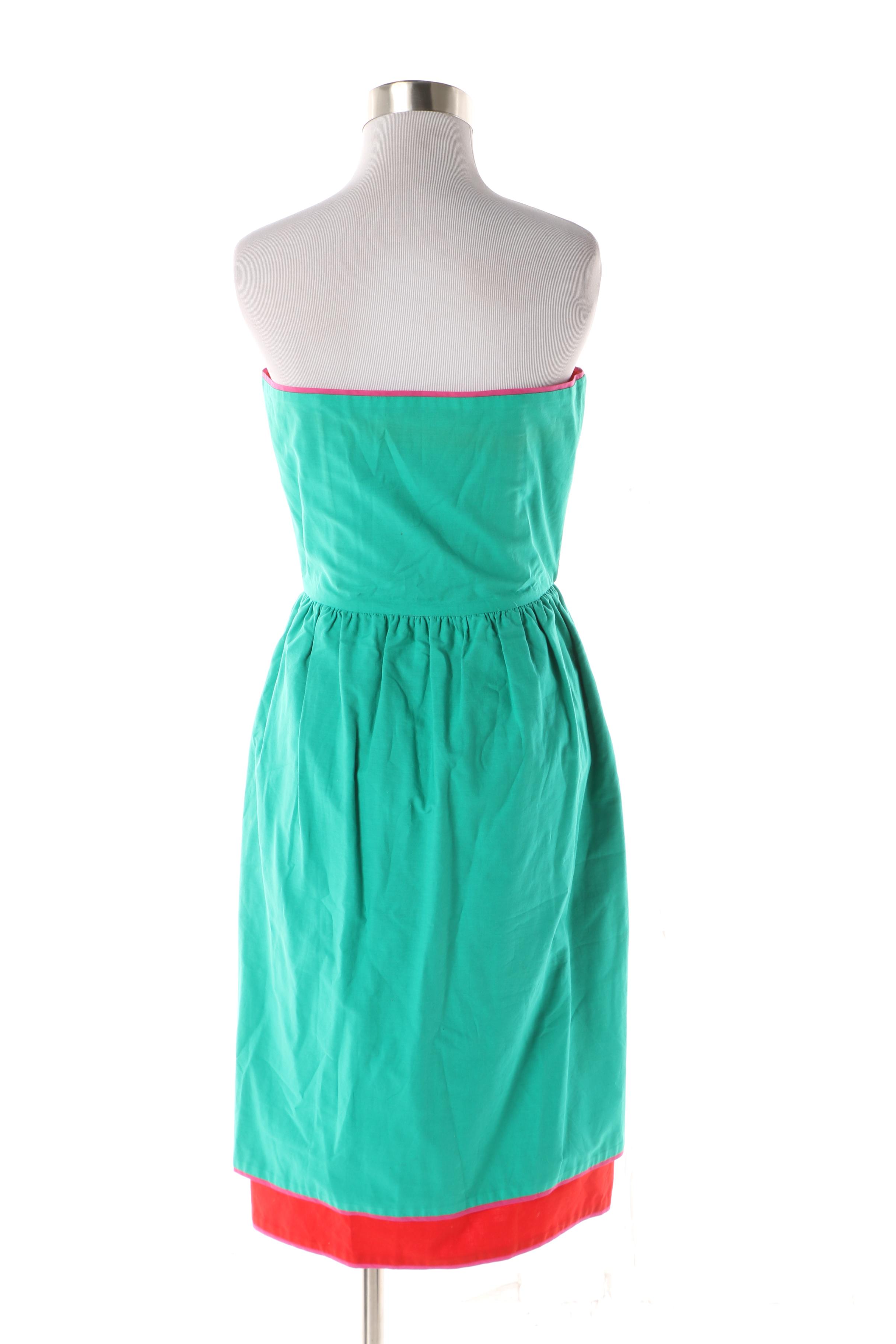 Women's 1980s Vintage Lanvin Boutique Paris Strapless Cotton Dress