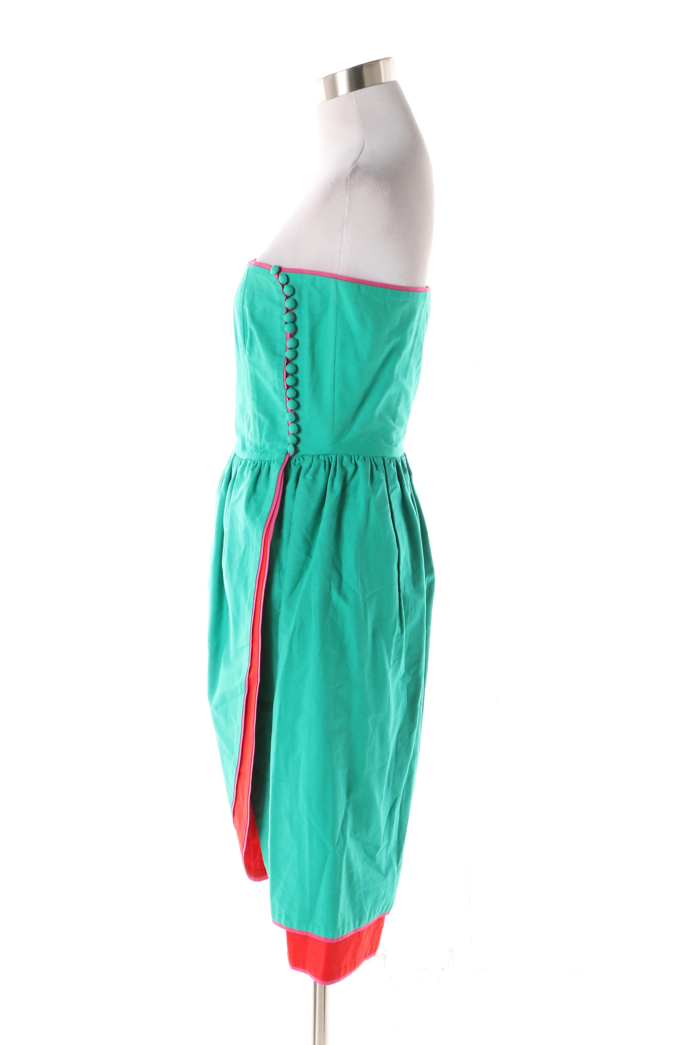 Women's 1980s Vintage Lanvin Boutique Paris Strapless Cotton Dress