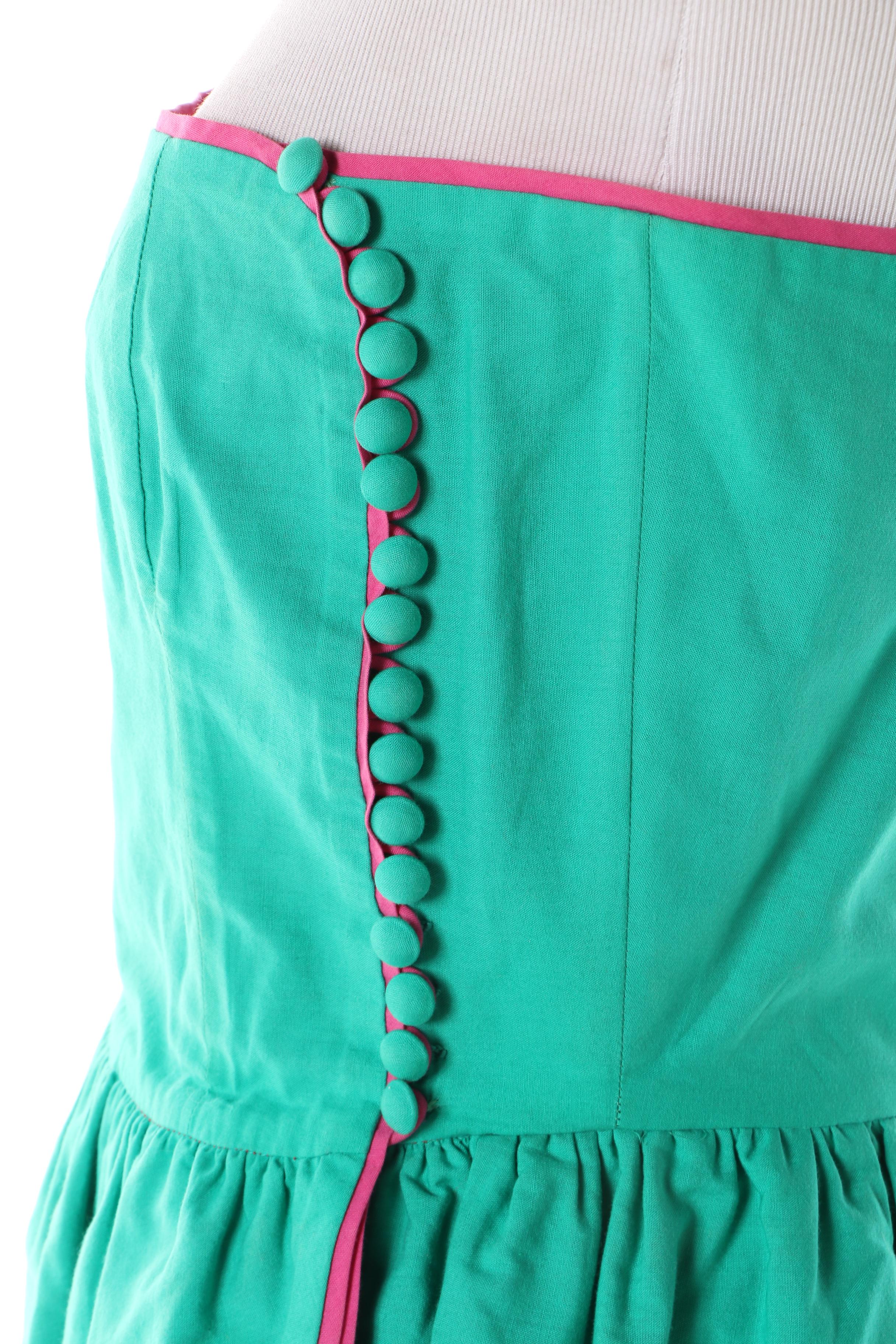 Women's 1980s Vintage Lanvin Boutique Paris Strapless Cotton Dress