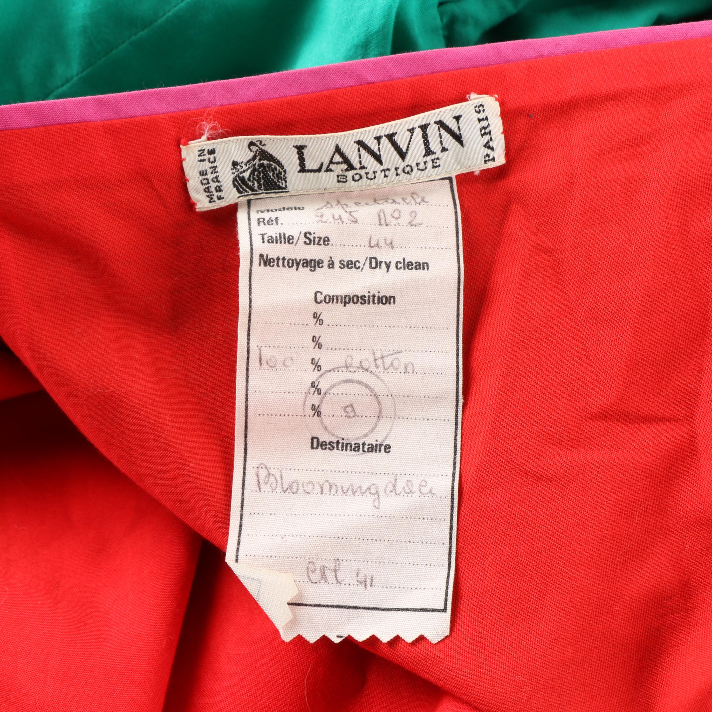 Women's 1980s Vintage Lanvin Boutique Paris Strapless Cotton Dress