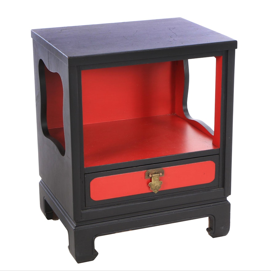 Asian Style Painted Ash Nightstand by  Davis Cabinet Company, Mid-Century