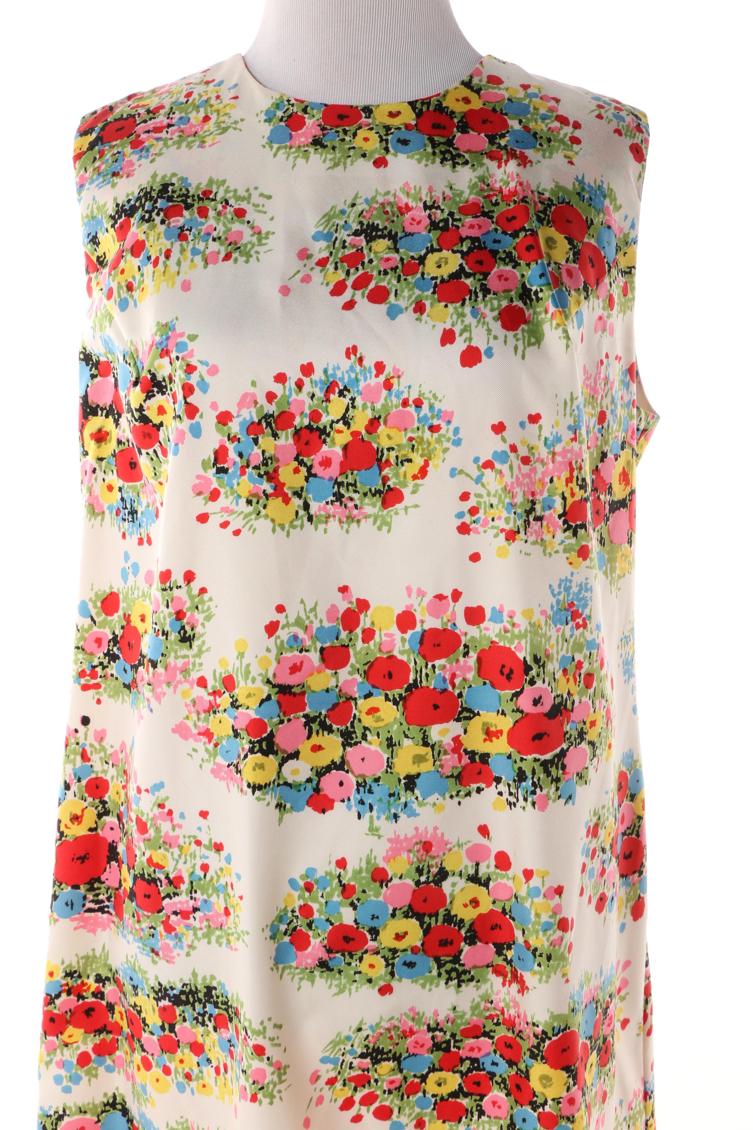 1970s Kohler Collection Silk Twill Floral Print Maxi Dress with Chiffon Coat