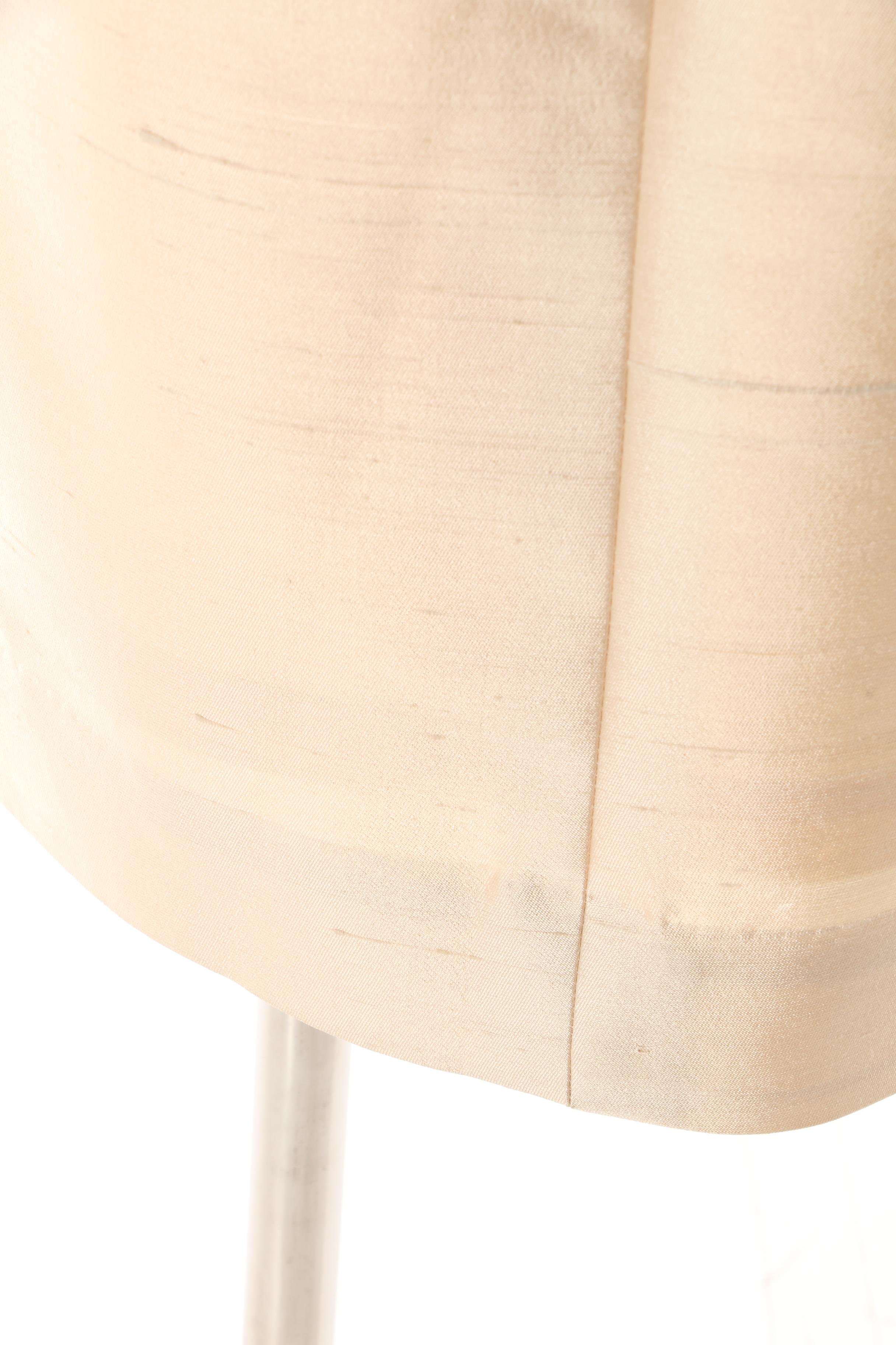 Late 1960s Fashionbilt Ivory Silk Shantung Skirt Suit with Hand-Beaded Top