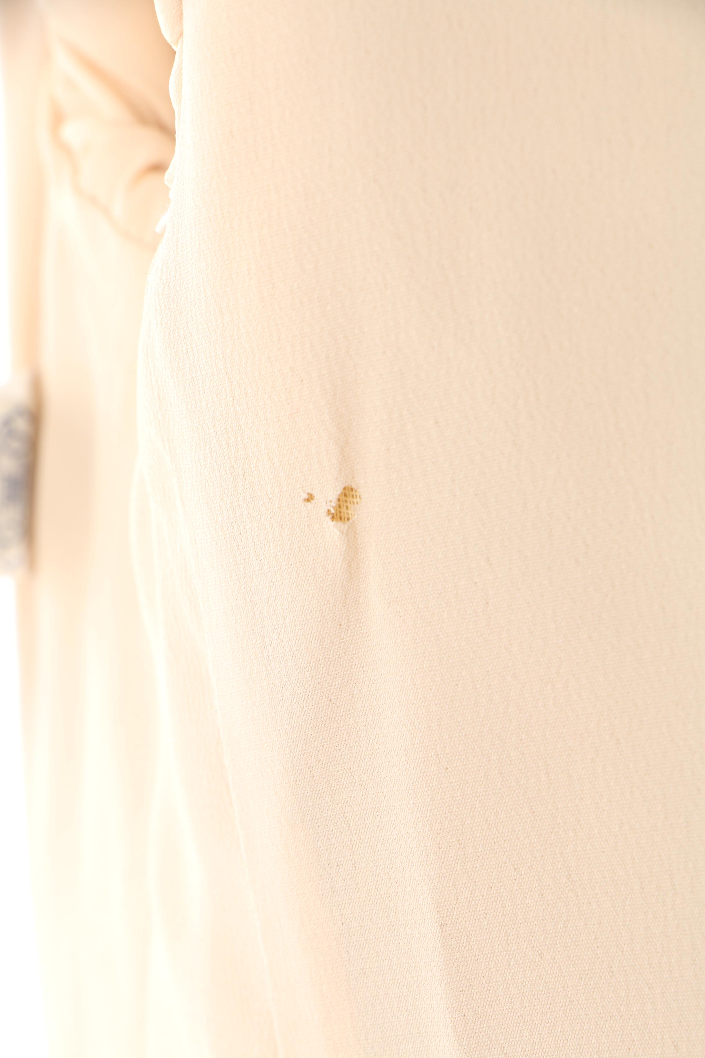 Late 1960s Fashionbilt Ivory Silk Shantung Skirt Suit with Hand-Beaded Top