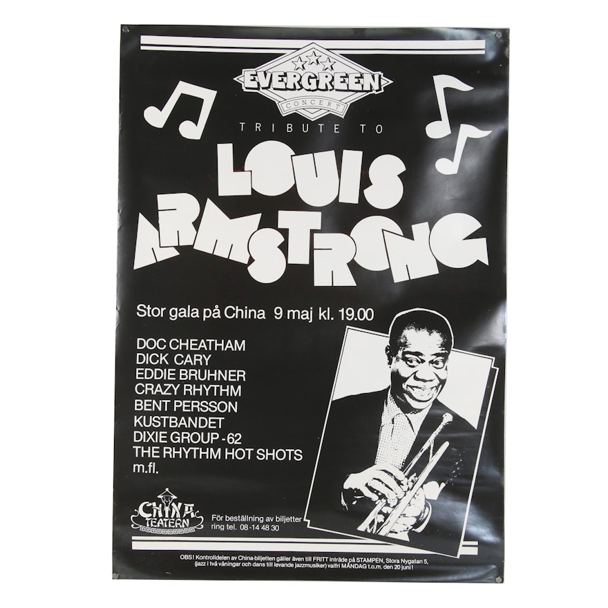 Evergreen Concert Serigraph Poster "Tribute to Louis Armstrong"