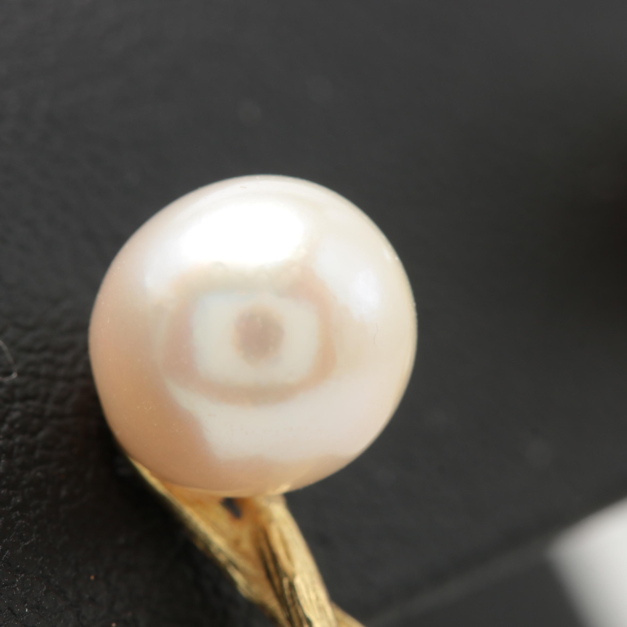 18K Yellow Gold Cultured Pearl Earrings