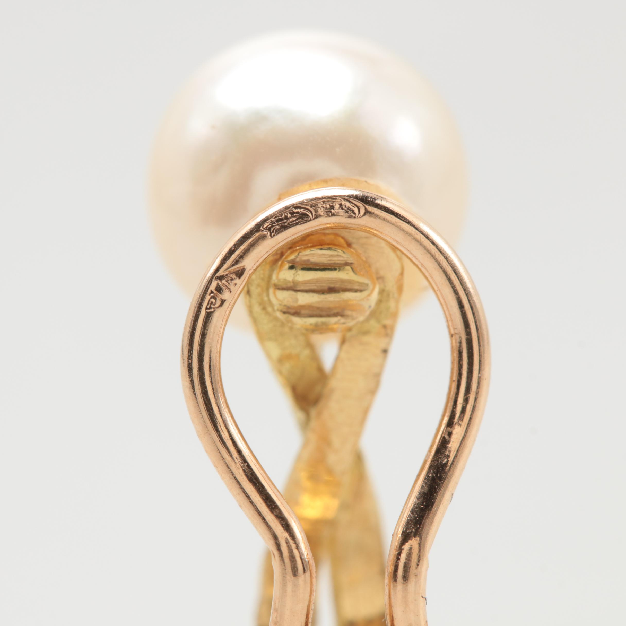 18K Yellow Gold Cultured Pearl Earrings