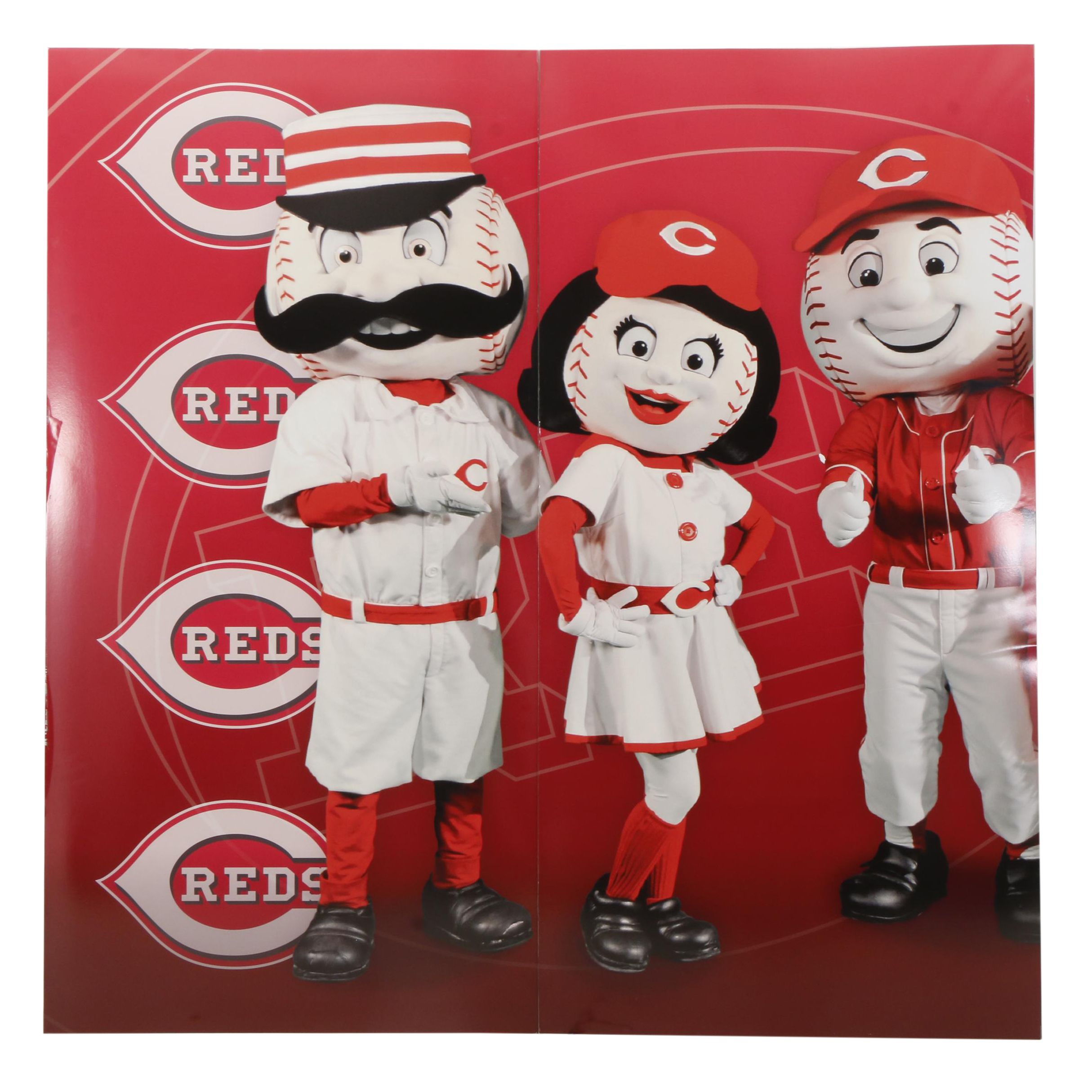 Reds Hall Of Fame Mr. Red, Rosie Red, Gapper and Mr. Redlegs Wall Exhibits