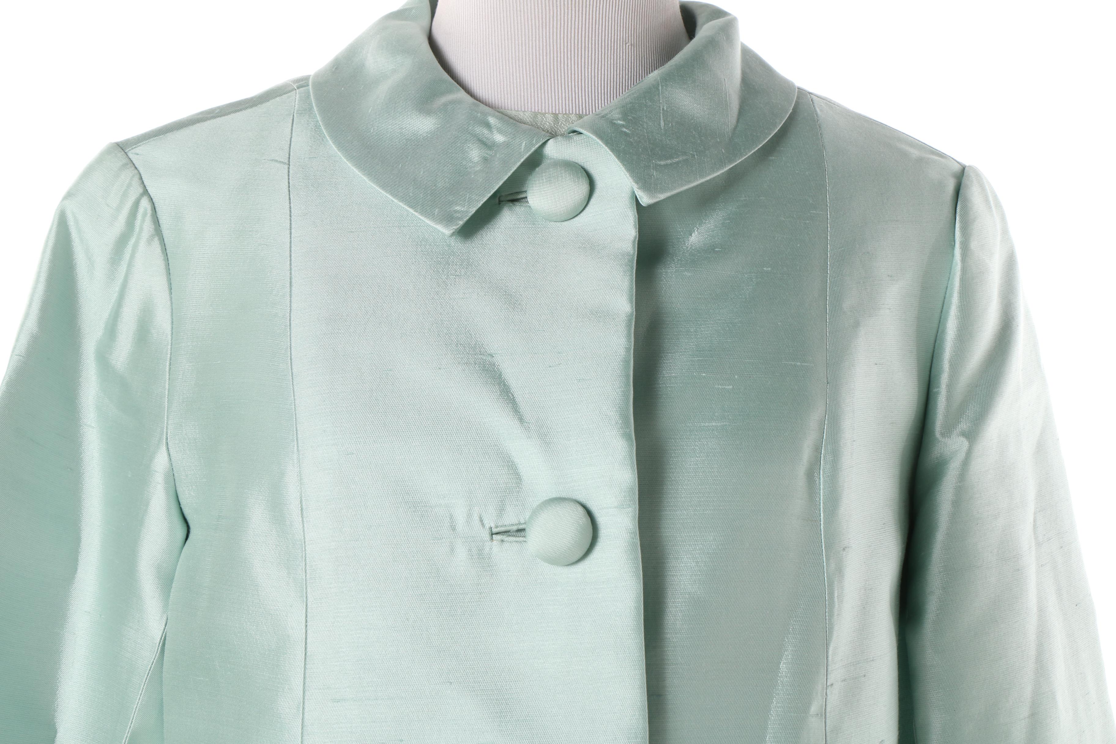 1940s Dynasty Dupioni Silk Dress, Jacket and Chinese Frog Button Brocade Maxi