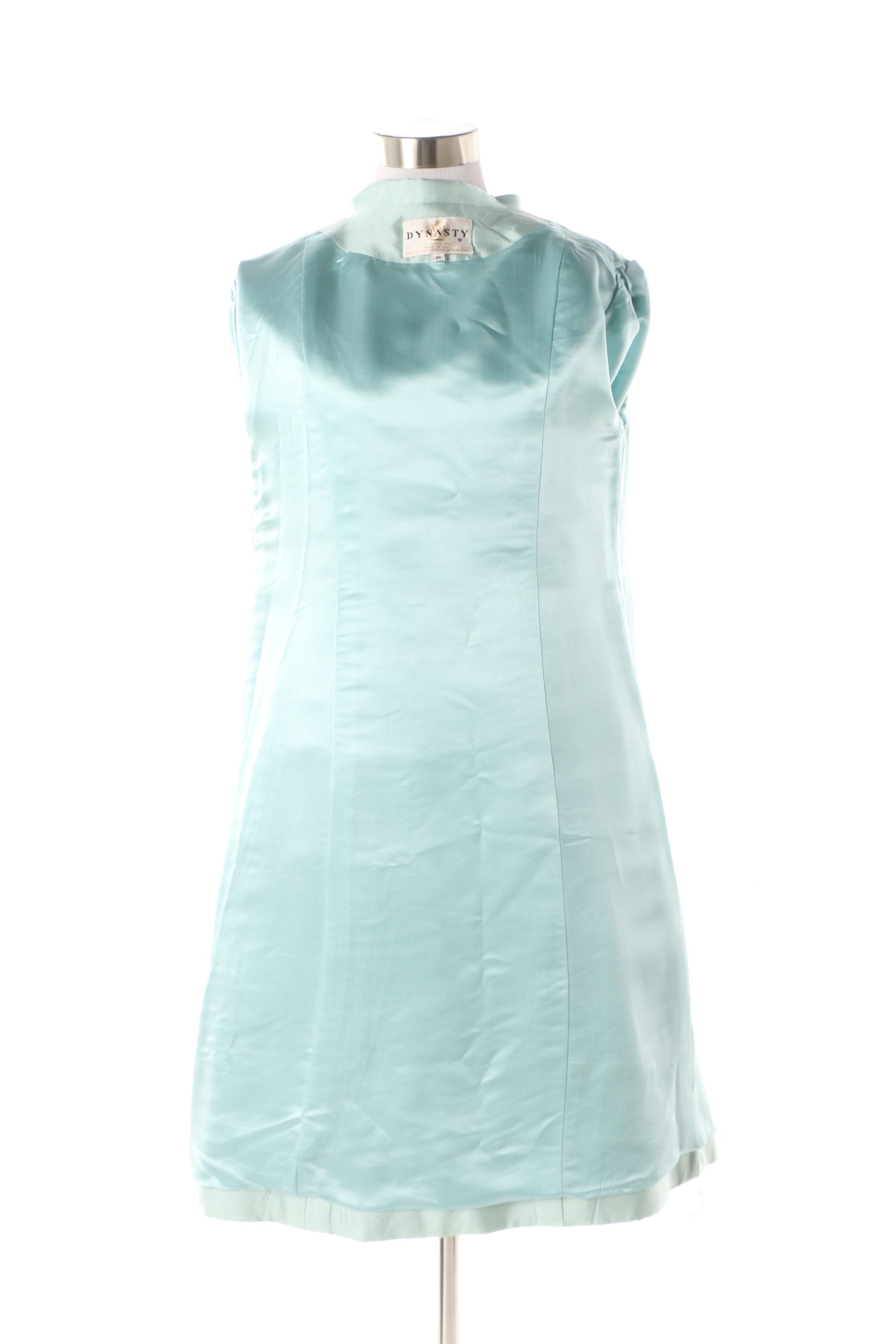 1940s Dynasty Dupioni Silk Dress, Jacket and Chinese Frog Button Brocade Maxi