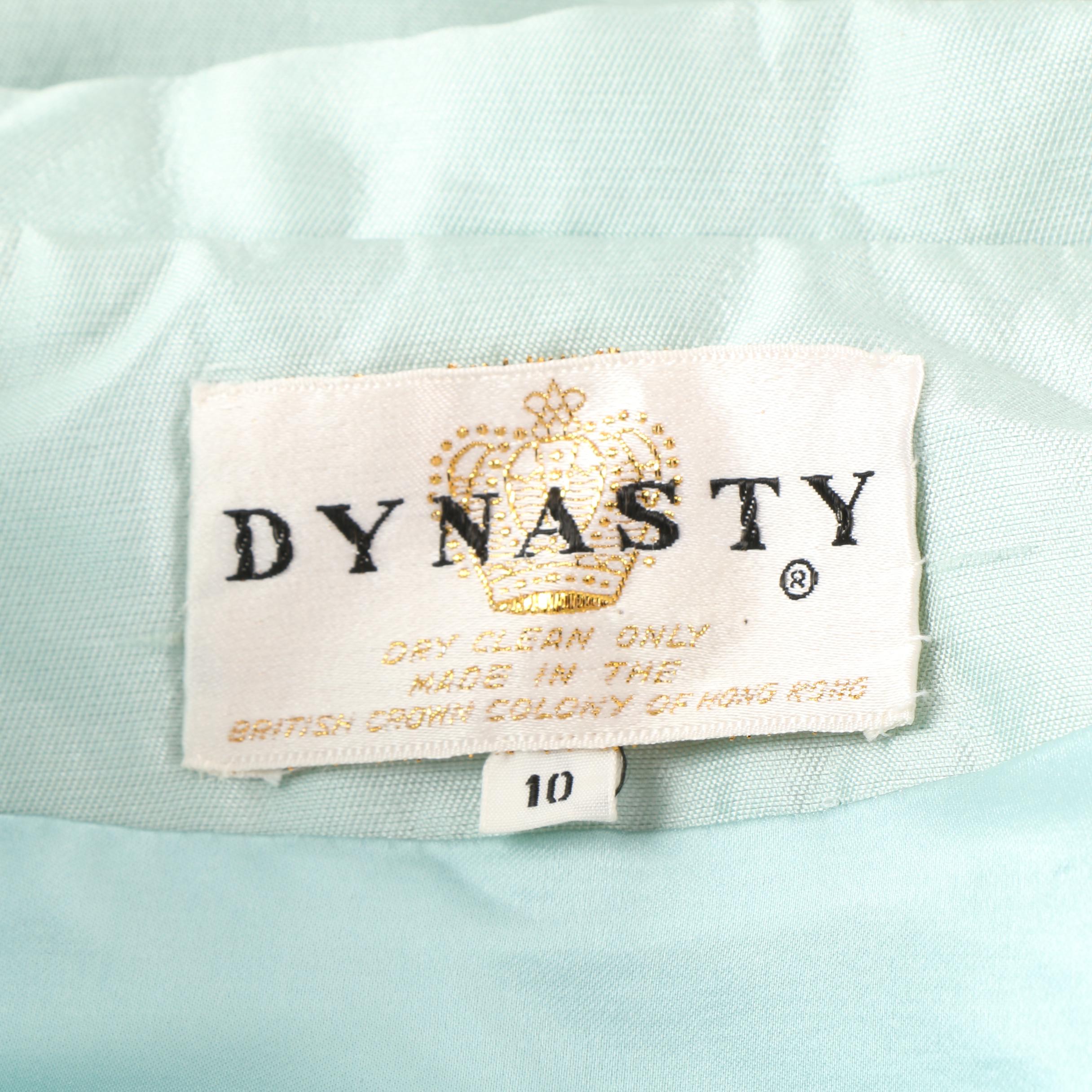 1940s Dynasty Dupioni Silk Dress, Jacket and Chinese Frog Button Brocade Maxi