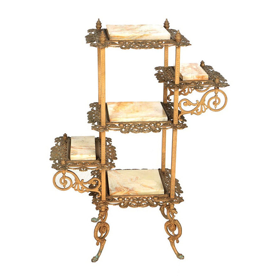 Late Victorian Gilt-Metal and Onyx Five-Tier Stand, Late 19th/Early 20th Century