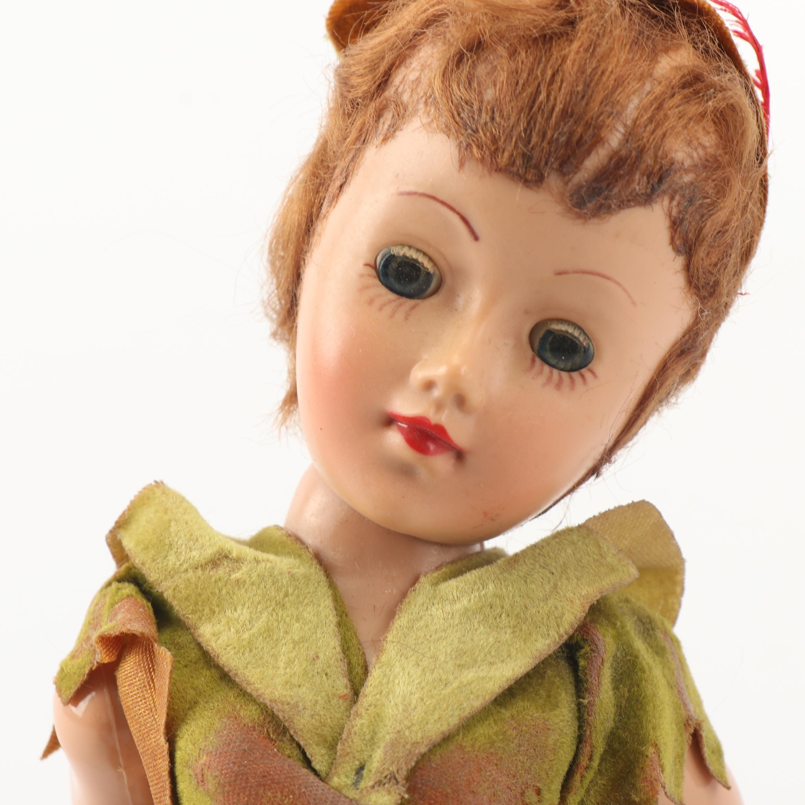 Franklin Heirloom Bisque Dolls and Vintage Peter Pan Doll