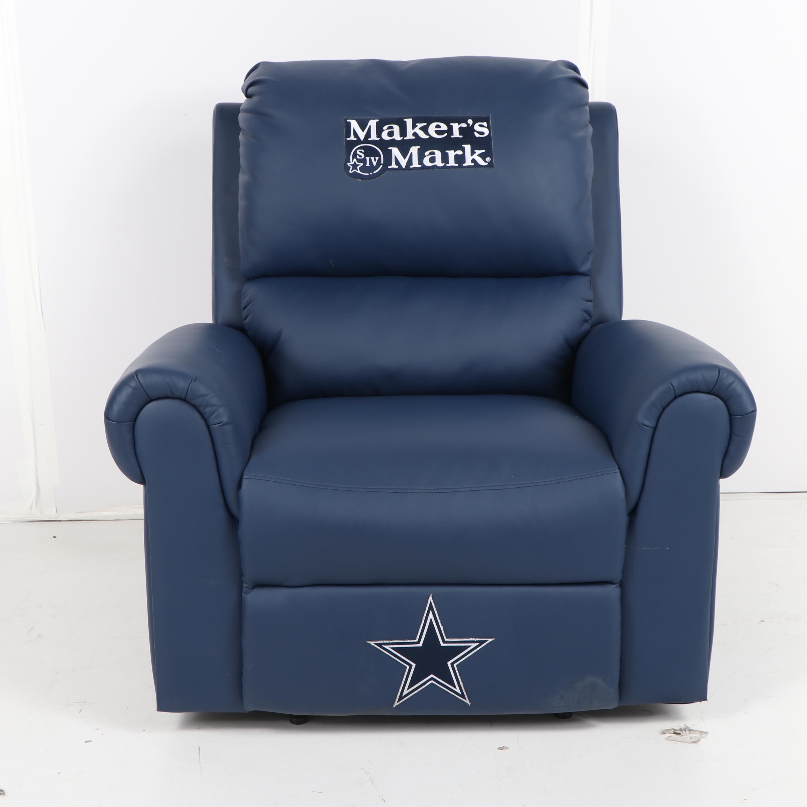 Dallas Cowboys and Maker's Mark Themed Faux Leather Recliner, 21st Century