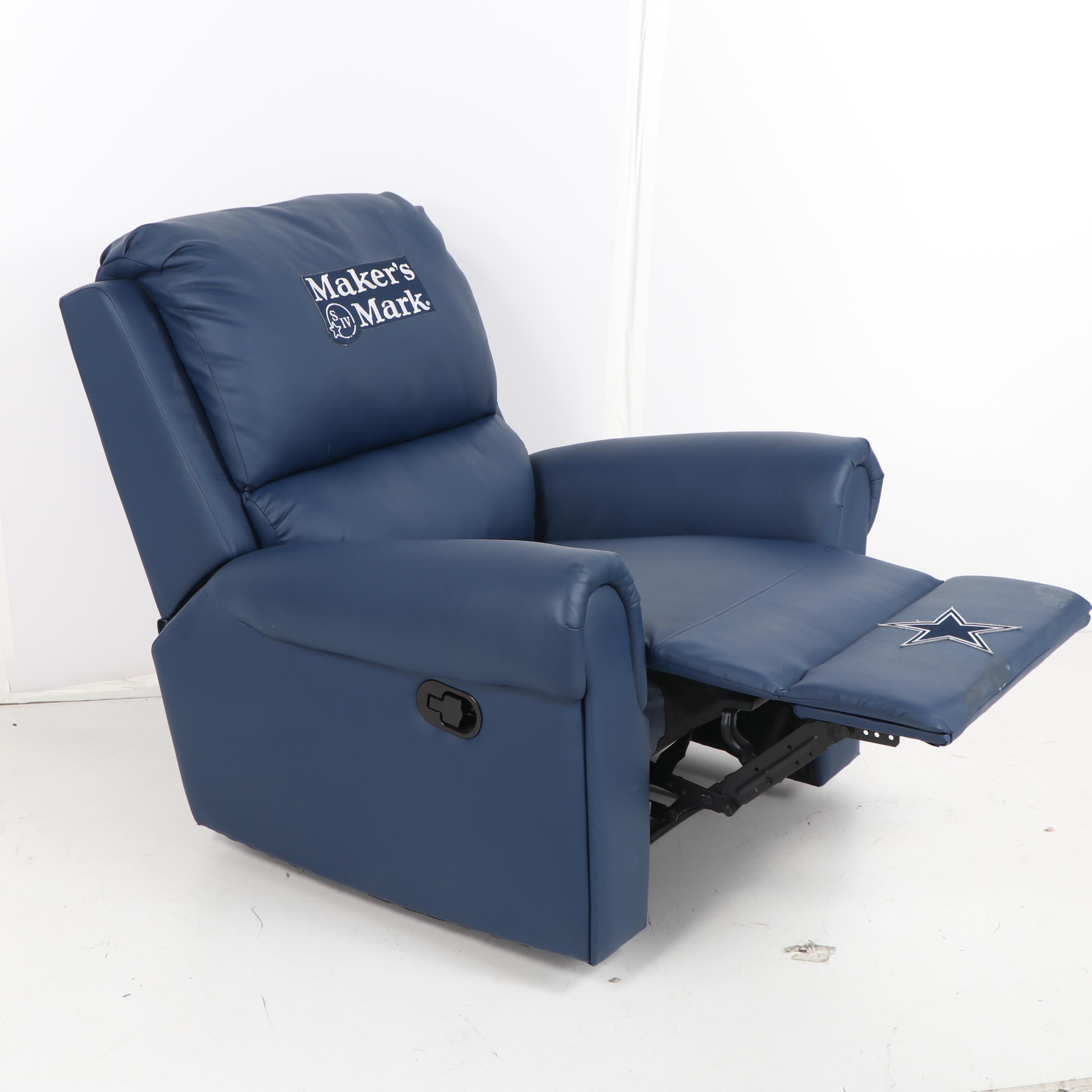 Dallas Cowboys and Maker's Mark Themed Faux Leather Recliner, 21st Century