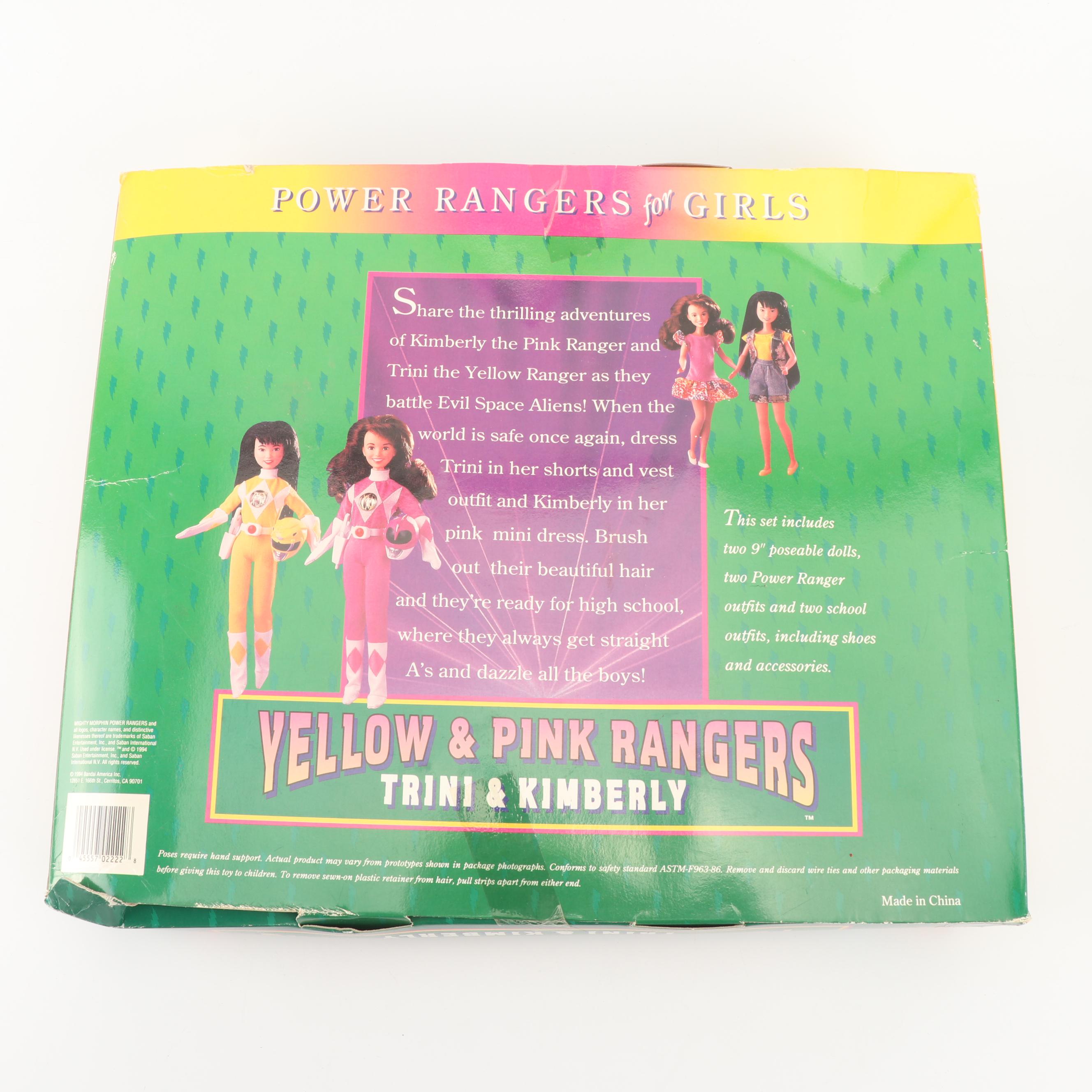 Bandai Yellow & Pink "Power Rangers" Dolls, 1994  and Other Dolls