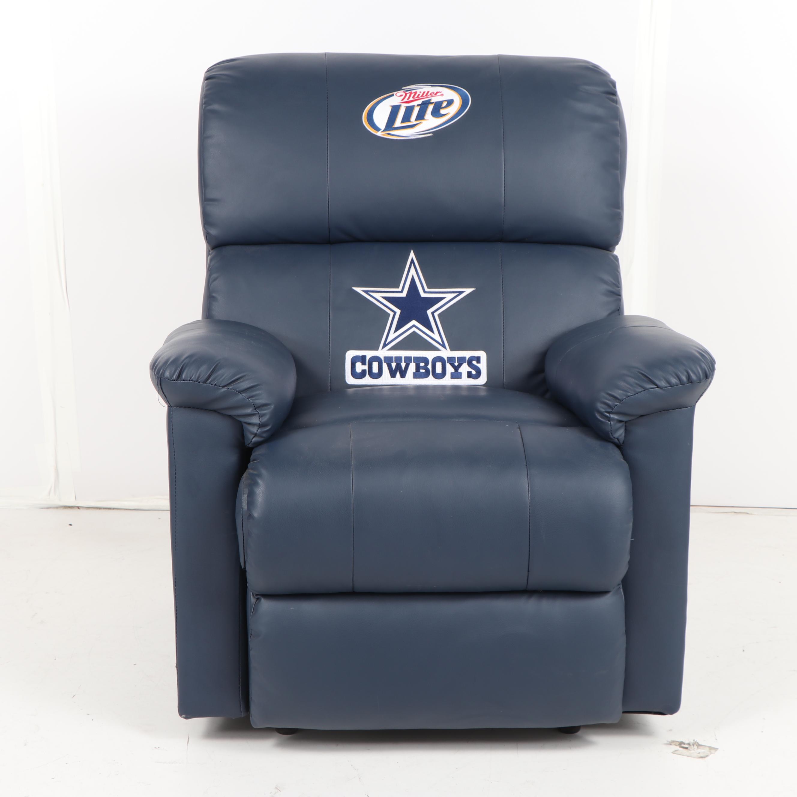 Dallas Cowboys and Miller Lite Themed Faux Leather Recliner, 21st Century