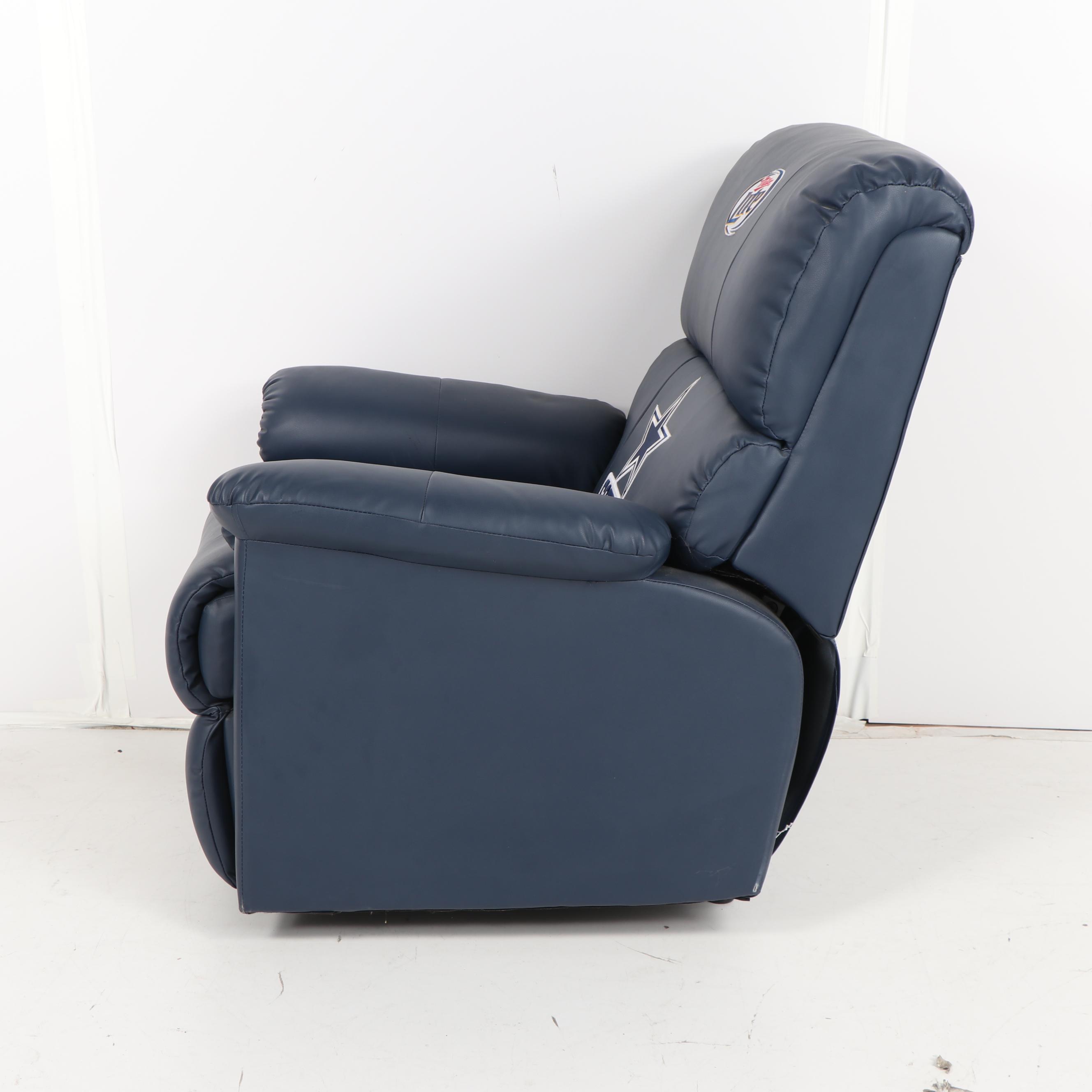 Dallas Cowboys and Miller Lite Themed Faux Leather Recliner, 21st Century
