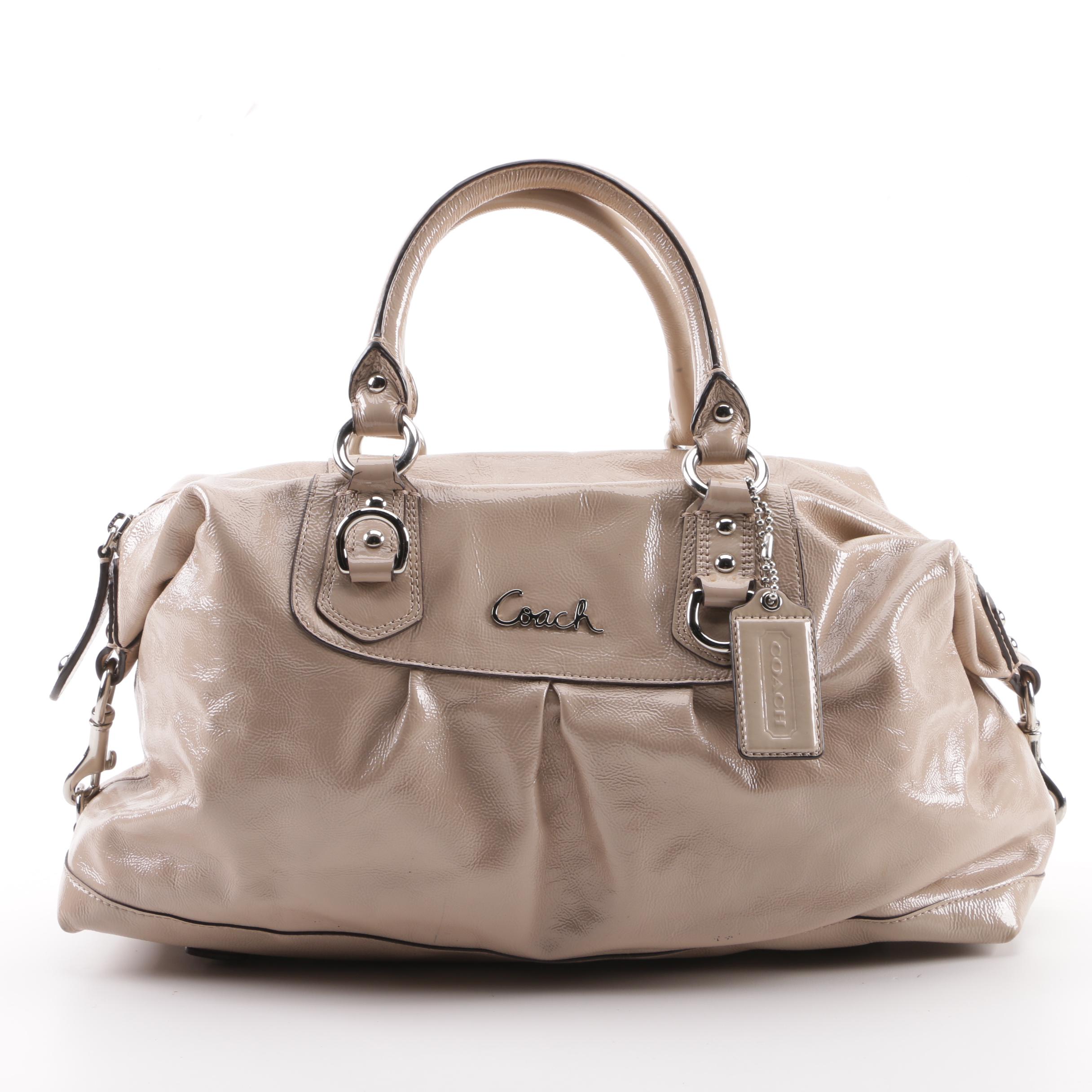 Coach Ashley Taupe Patent Leather Satchel