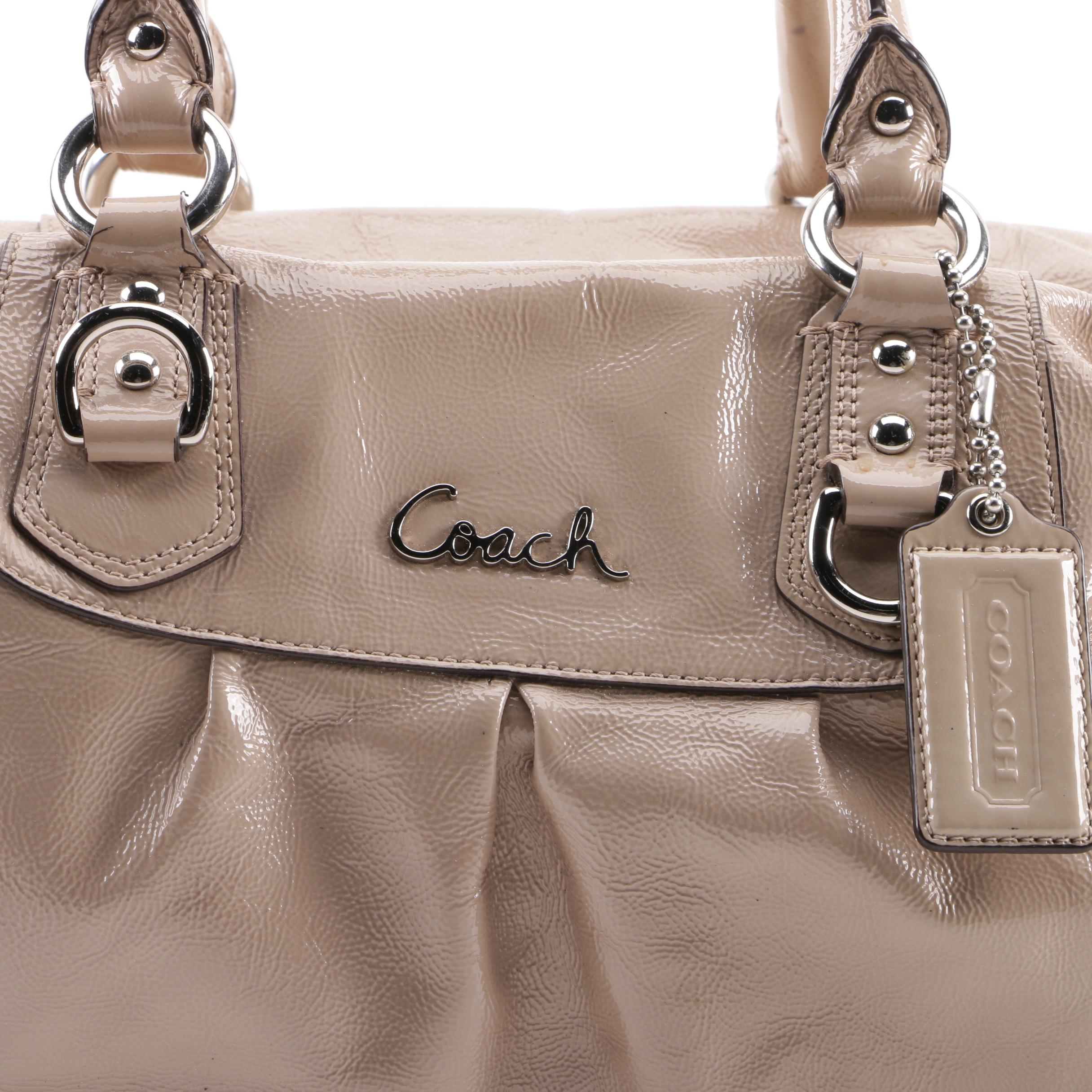 Coach Ashley Taupe Patent Leather Satchel