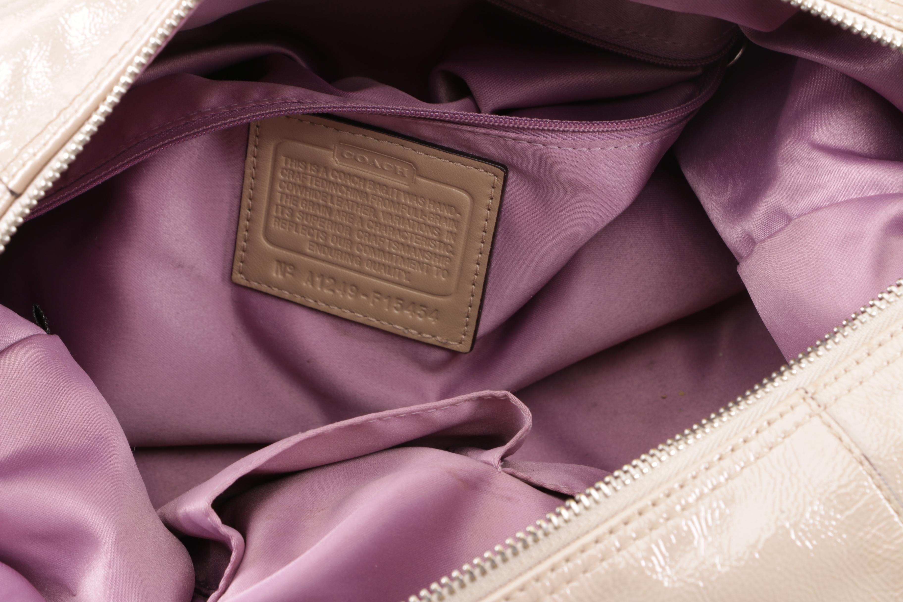 Coach Ashley Taupe Patent Leather Satchel