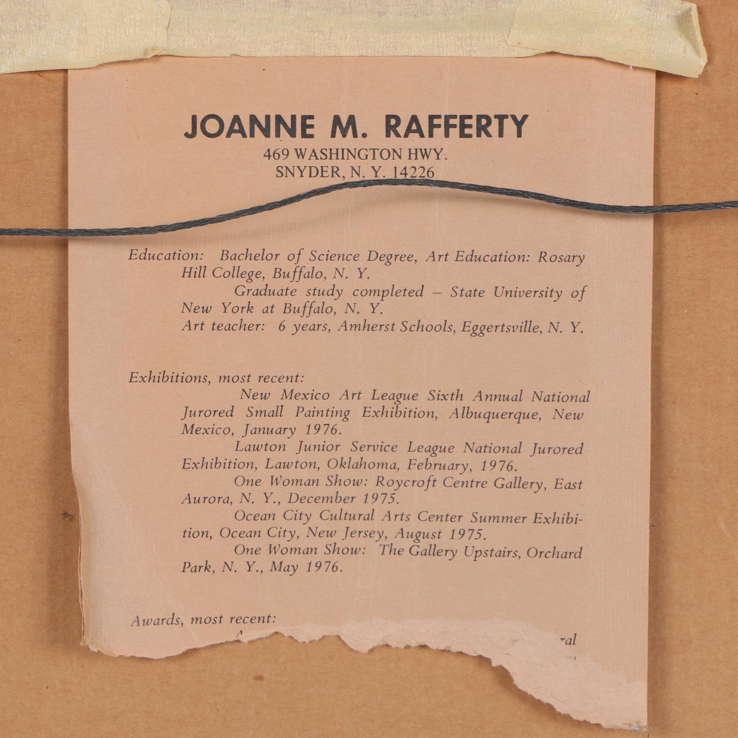 Joanne Miller Rafferty 1976 Mixed Media Painting