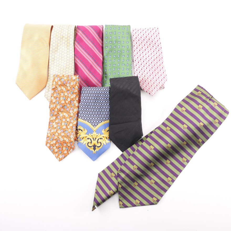 Men's 1980-90s Silk Neckties including Burberrys, Armani, Mariani and Ferragamo