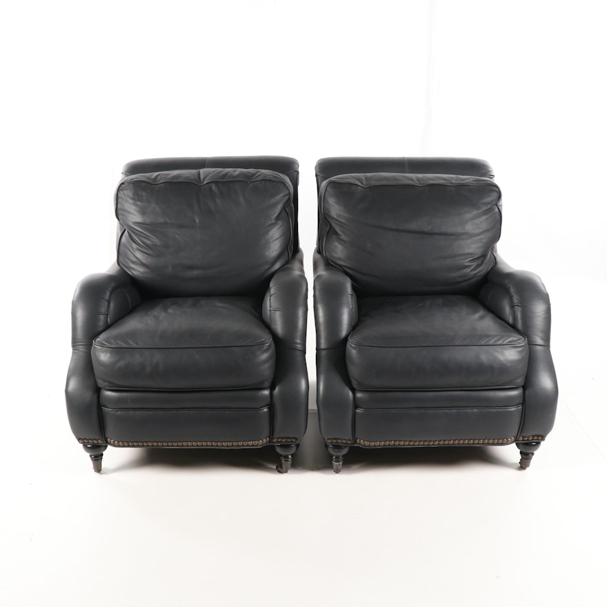 Contemporary Leather Armchairs on Casters by Thomasville