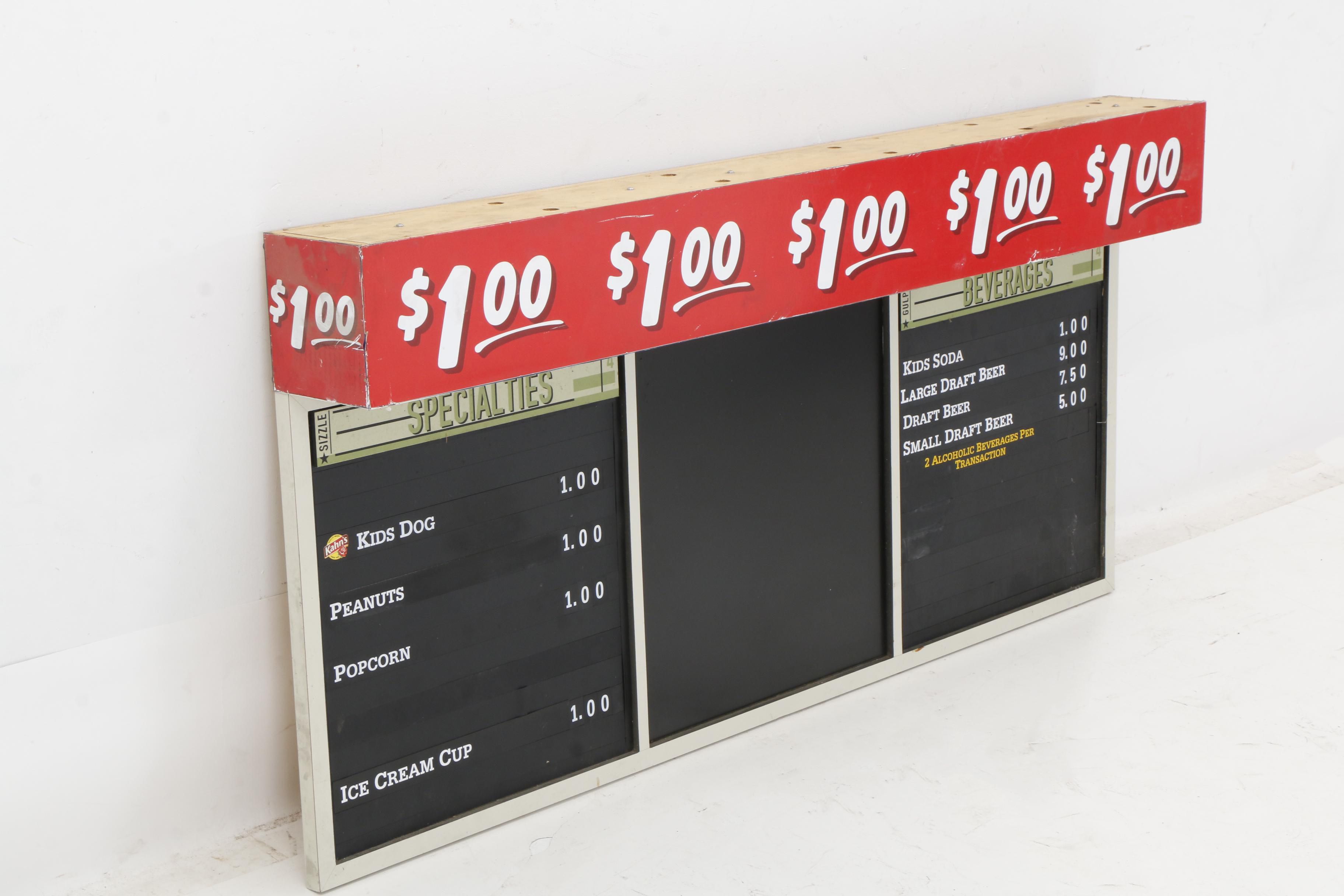 Great American Ball Park Concessions Sign - $1.00 Stand