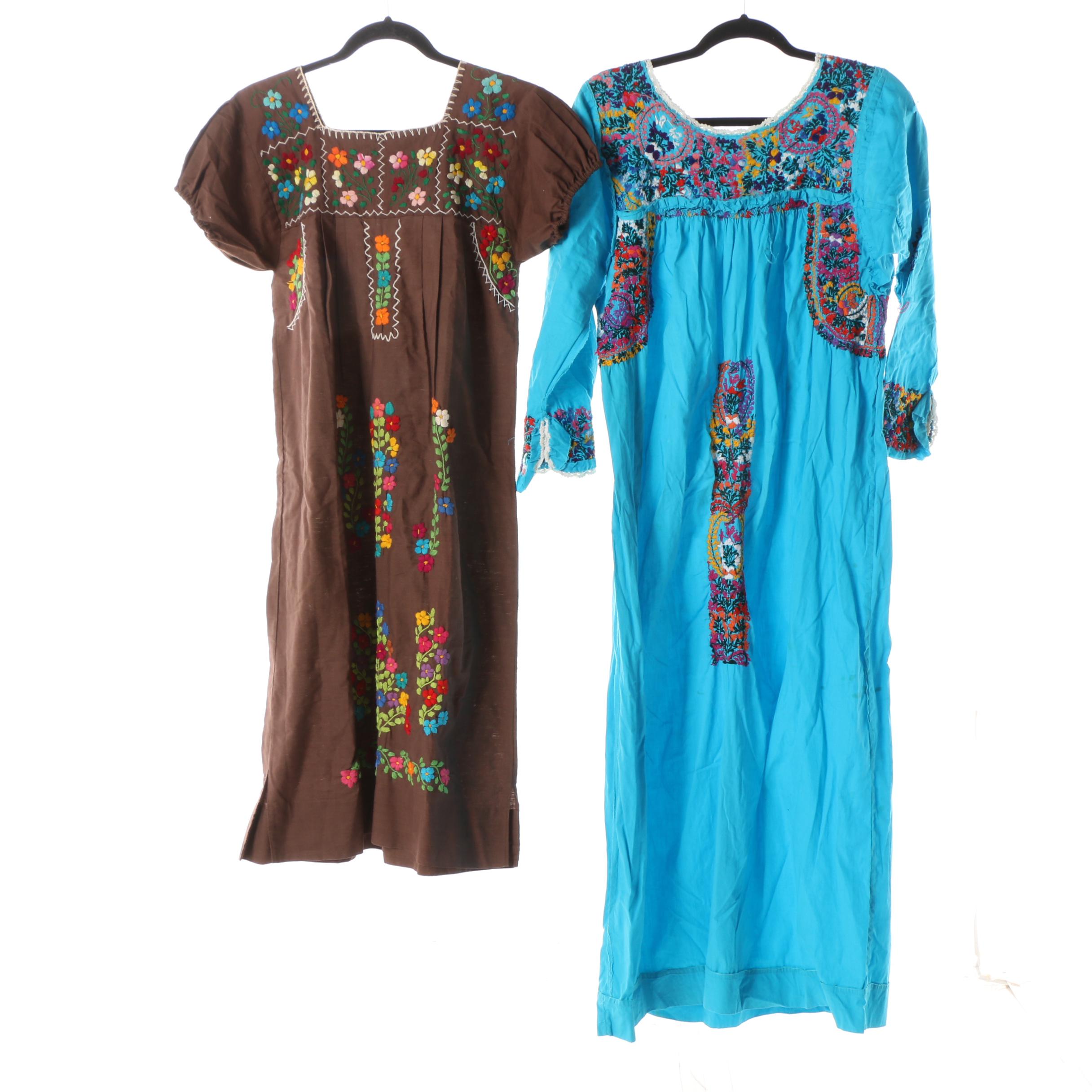 Women's Vintage Embroidered Cotton Caftans and Lounge Wear including Hyacinth