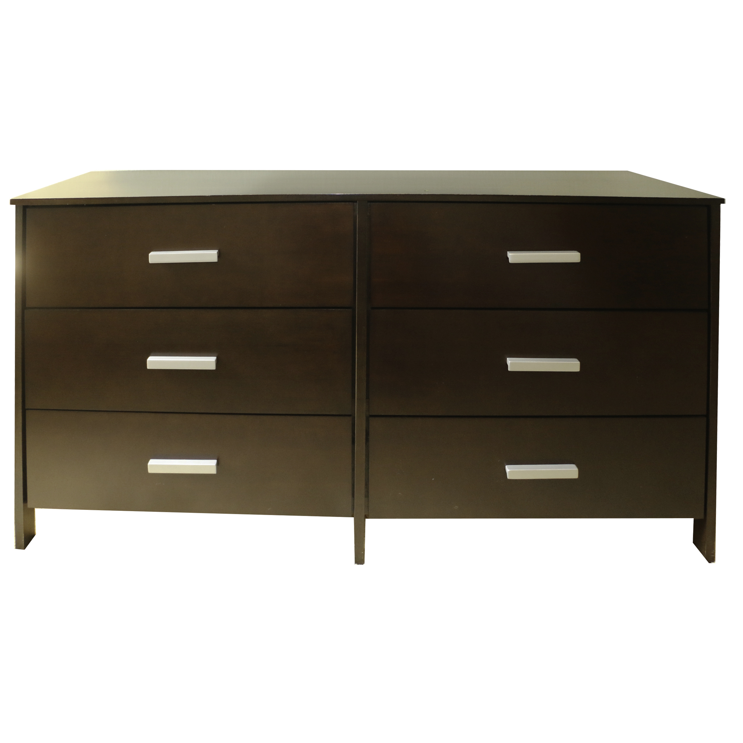 Contemporary Wood Six-Drawer Dresser